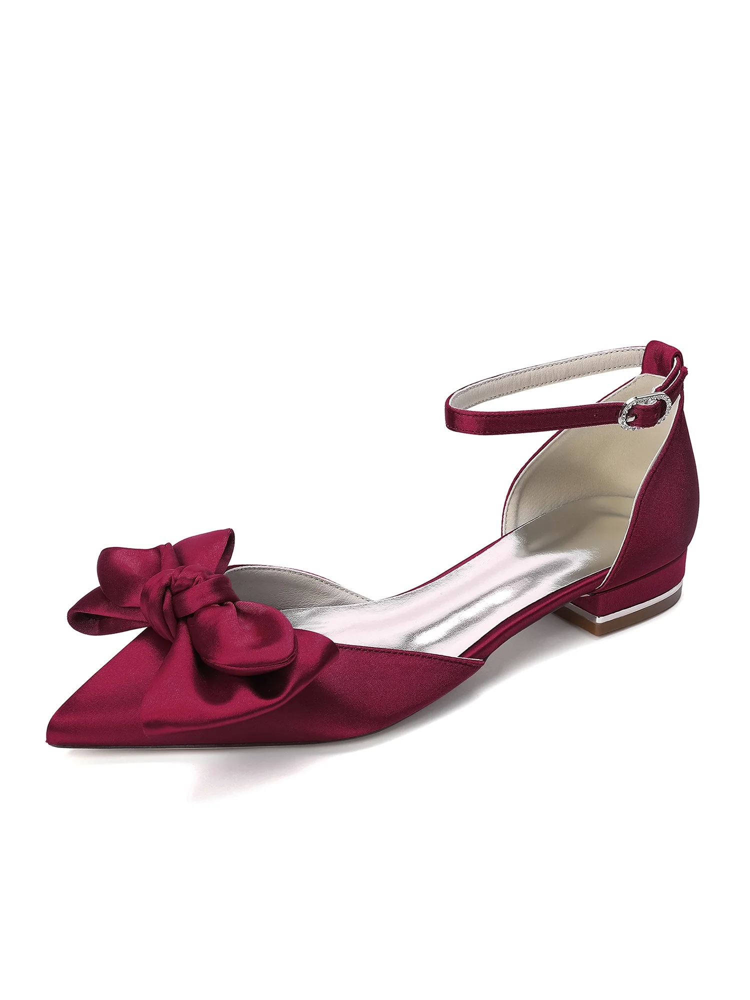 Satin Pumps mit Niedrigem Blockabsatz und Schleife - Image 2