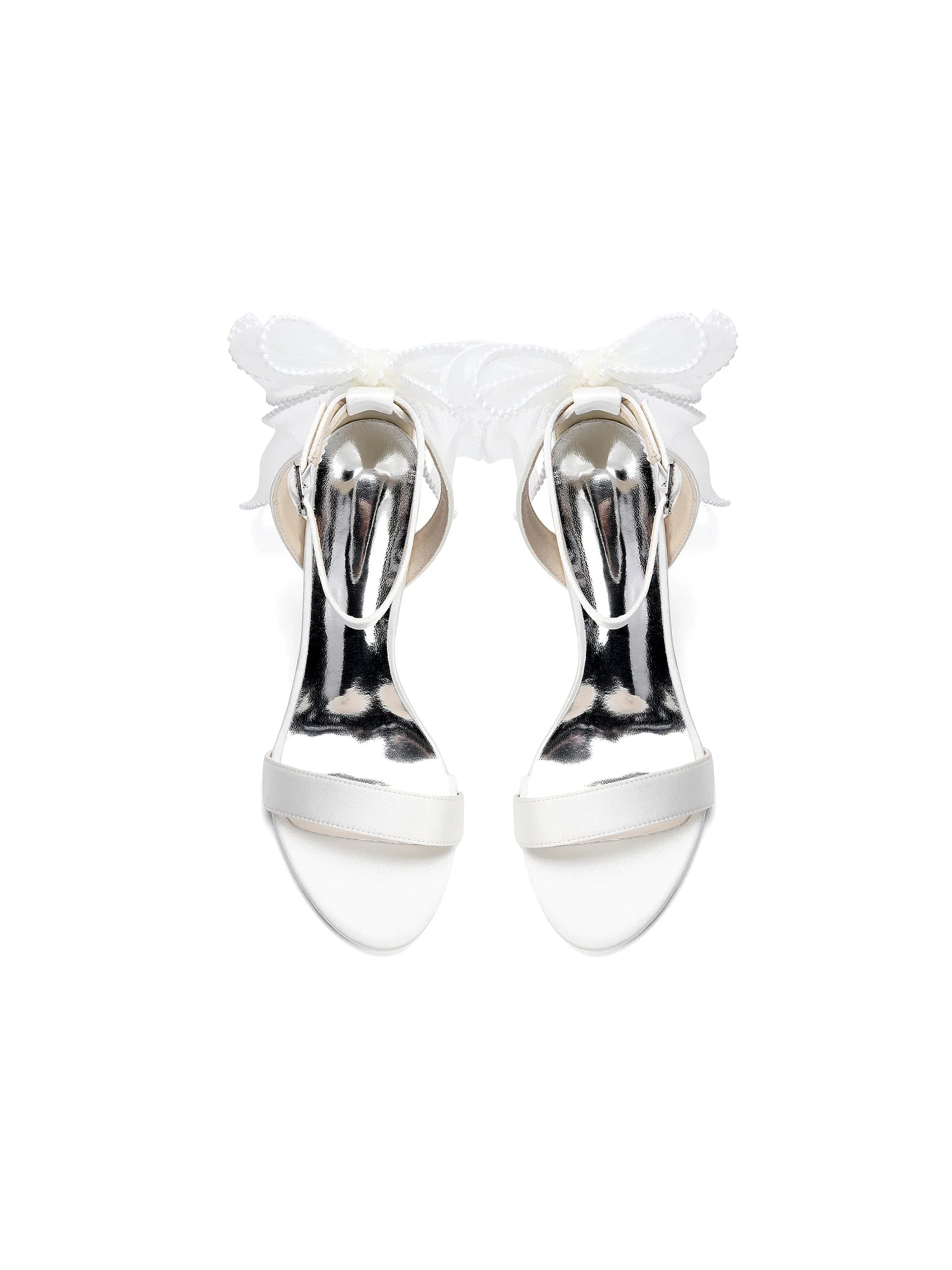 Satin-Blockabsatzsandalen mit Perlen-Tüllschleife - Image 10