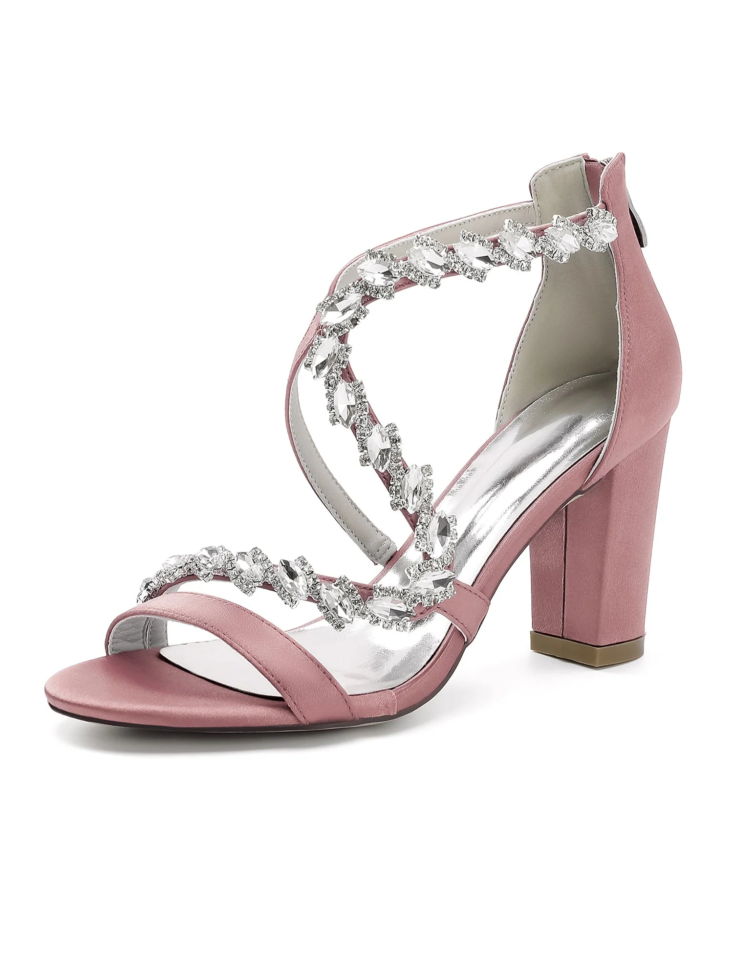 Sandalen mit Blockabsatz mit S-Riemen und Strass - Image 6