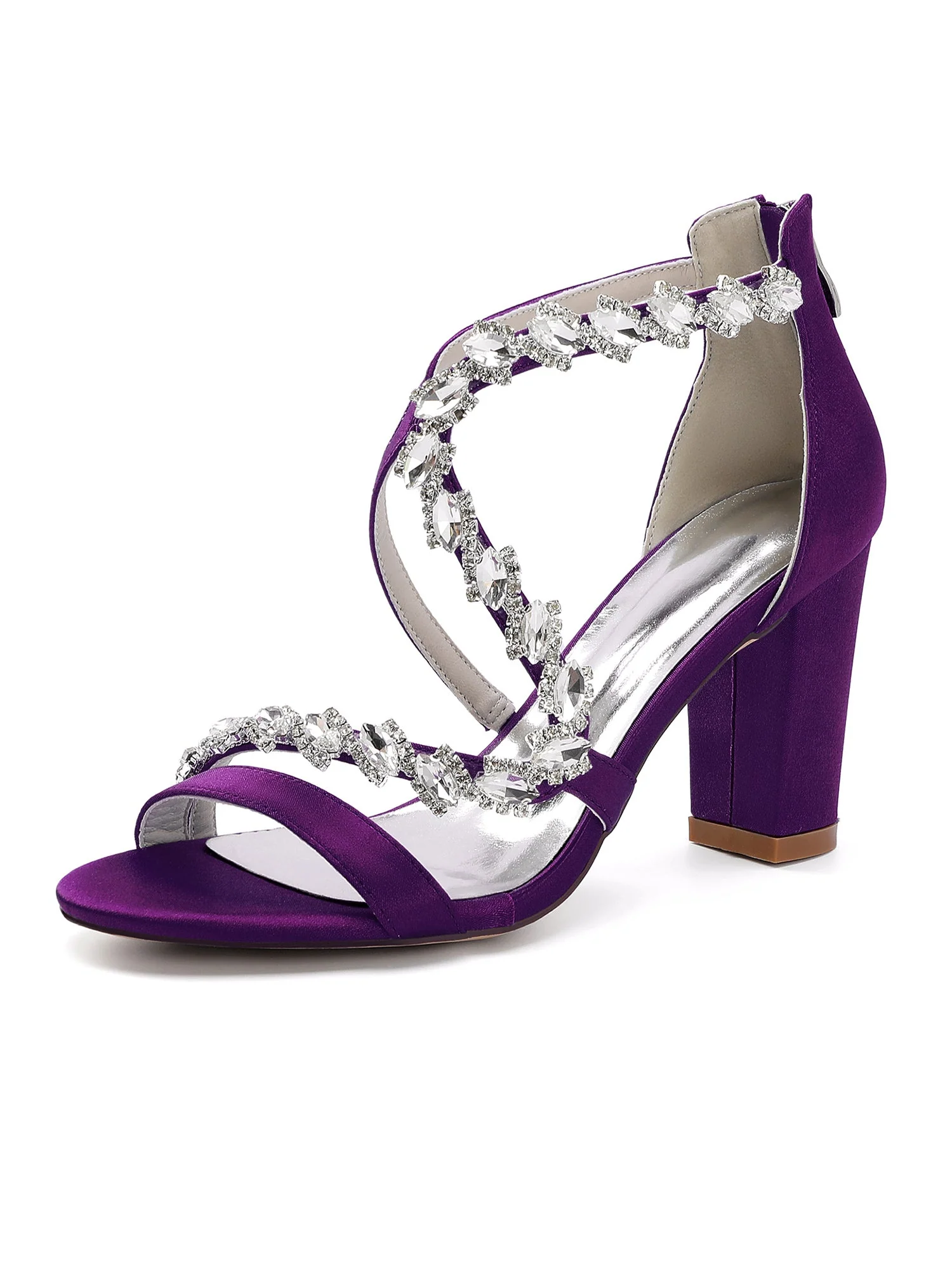 Sandalen mit Blockabsatz mit S-Riemen und Strass - Image 8