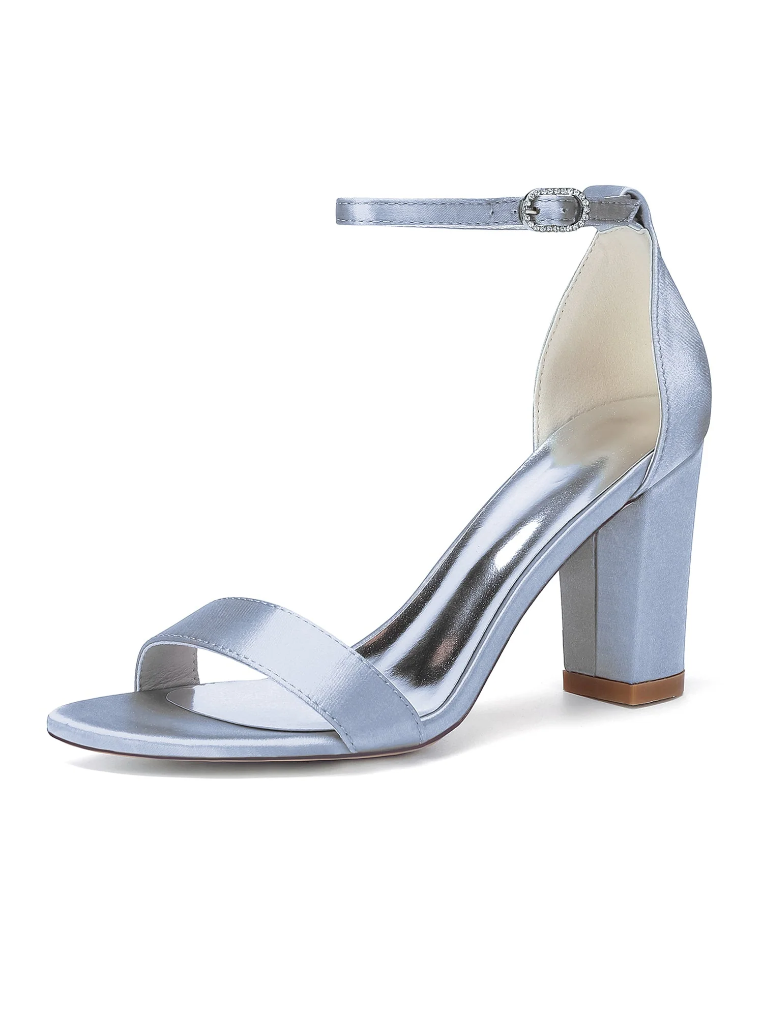 Satin-Blockabsatzsandalen mit Knöchelriemen - Image 12