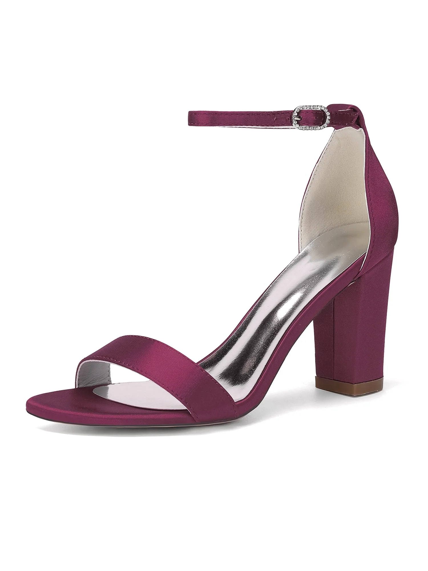 Satin-Blockabsatzsandalen mit Knöchelriemen - Image 2
