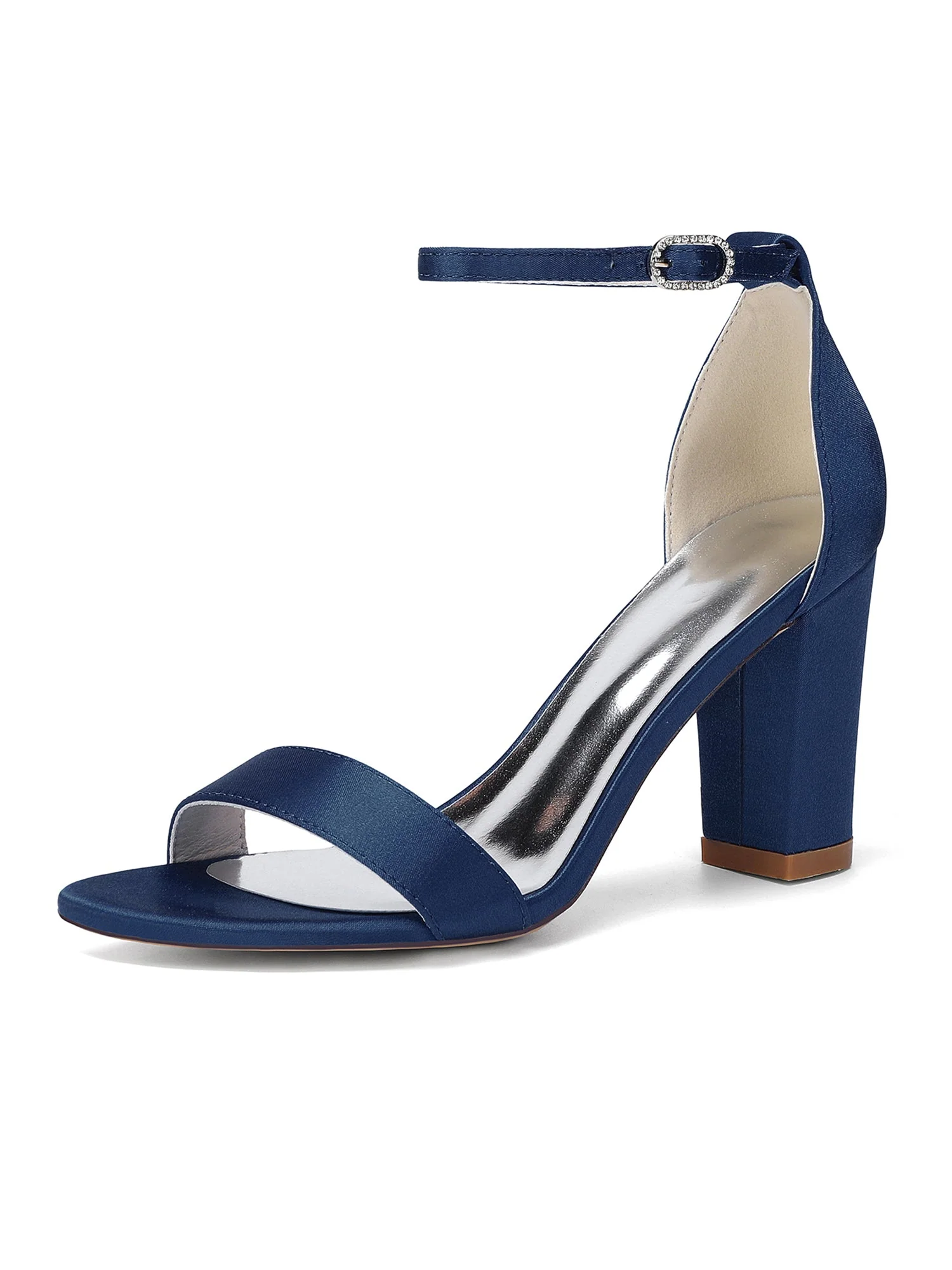 Satin-Blockabsatzsandalen mit Knöchelriemen - Image 5
