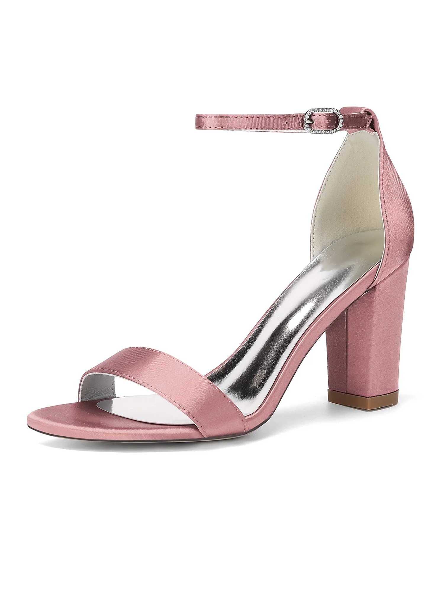 Satin-Blockabsatzsandalen mit Knöchelriemen - Image 6