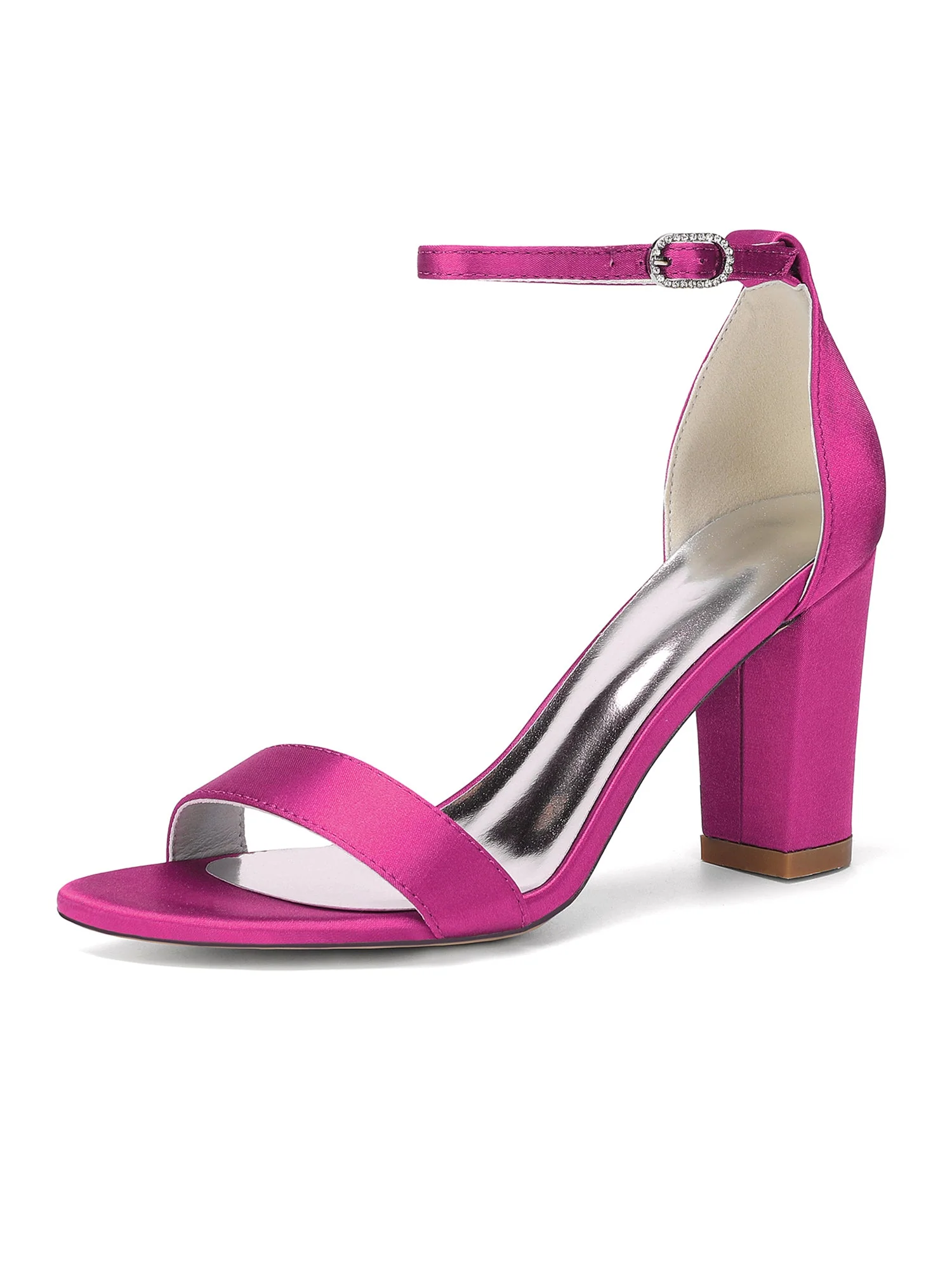Satin-Blockabsatzsandalen mit Knöchelriemen - Image 7
