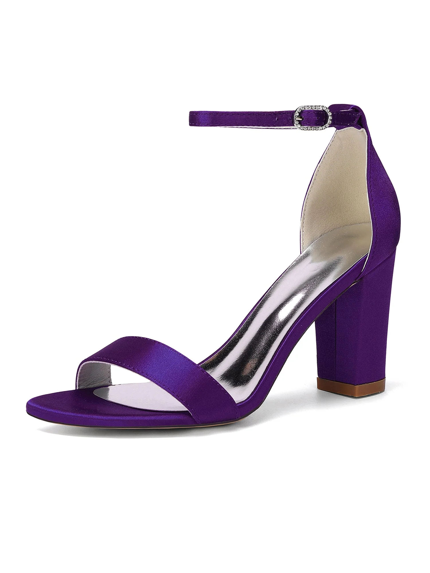Satin-Blockabsatzsandalen mit Knöchelriemen - Image 8