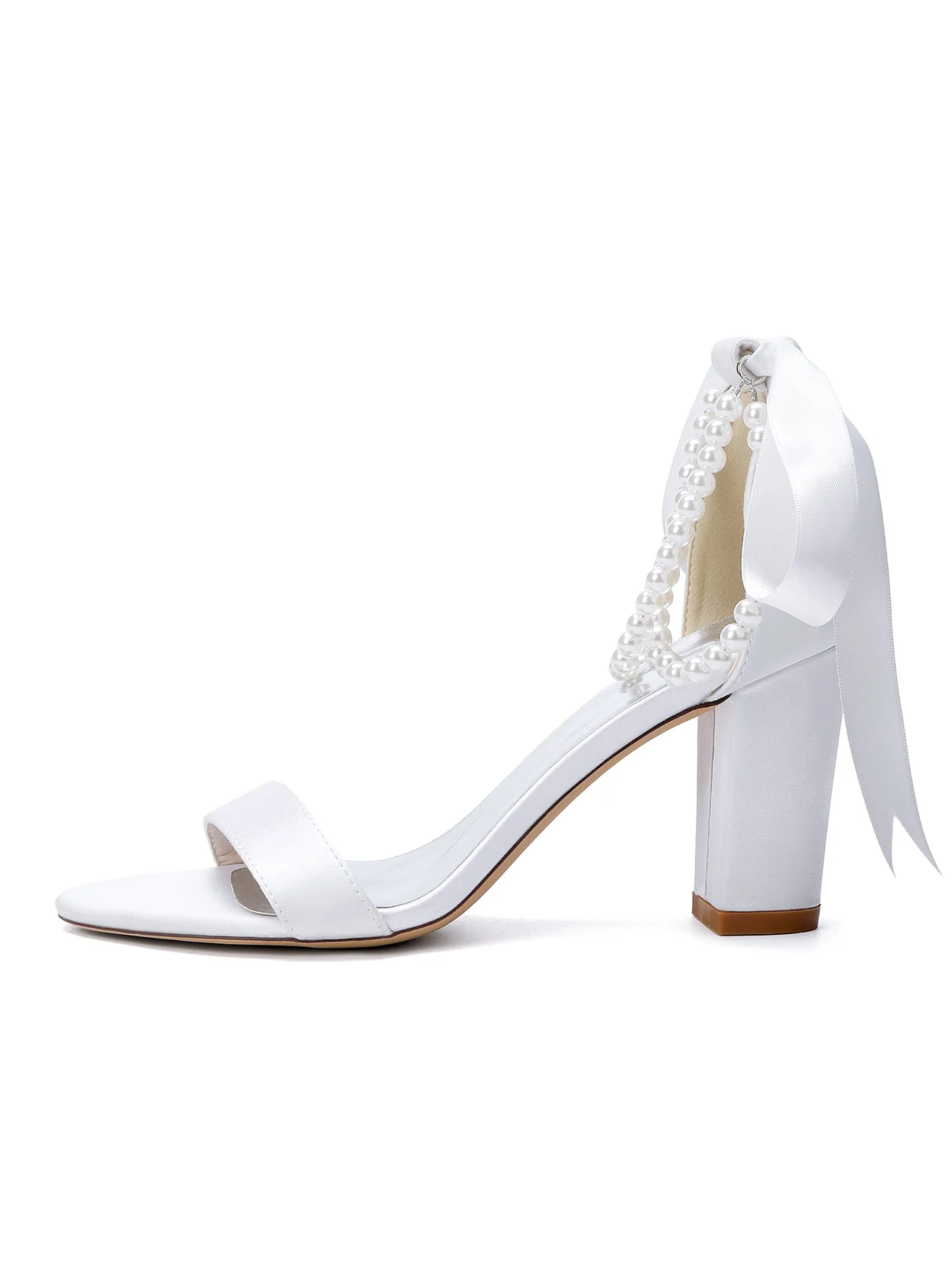 Satin-Blockabsatzsandalen mit doppeltem Perlenriemen - Image 14
