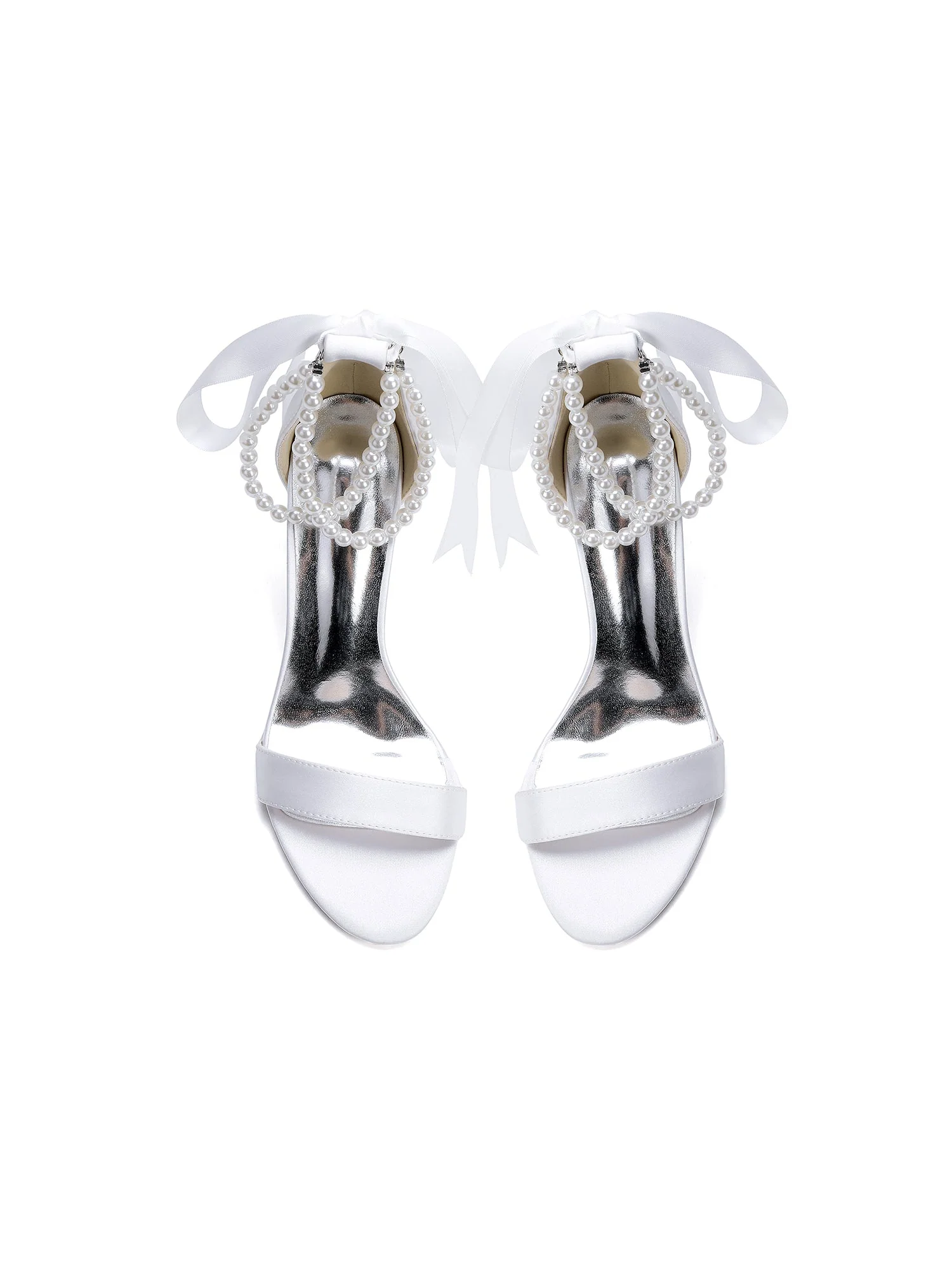 Satin-Blockabsatzsandalen mit doppeltem Perlenriemen - Image 15