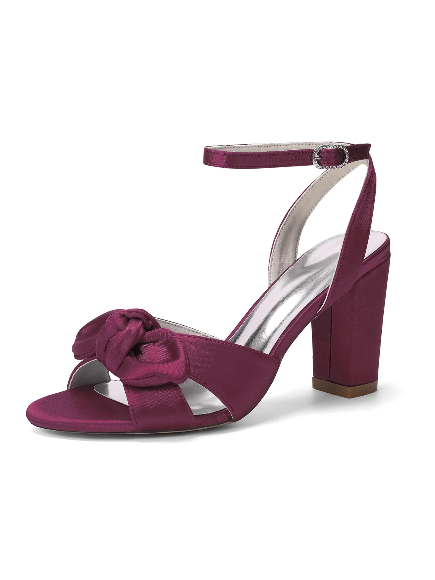 Satin-Blockabsatzsandalen mit Knotenschleife - Image 2