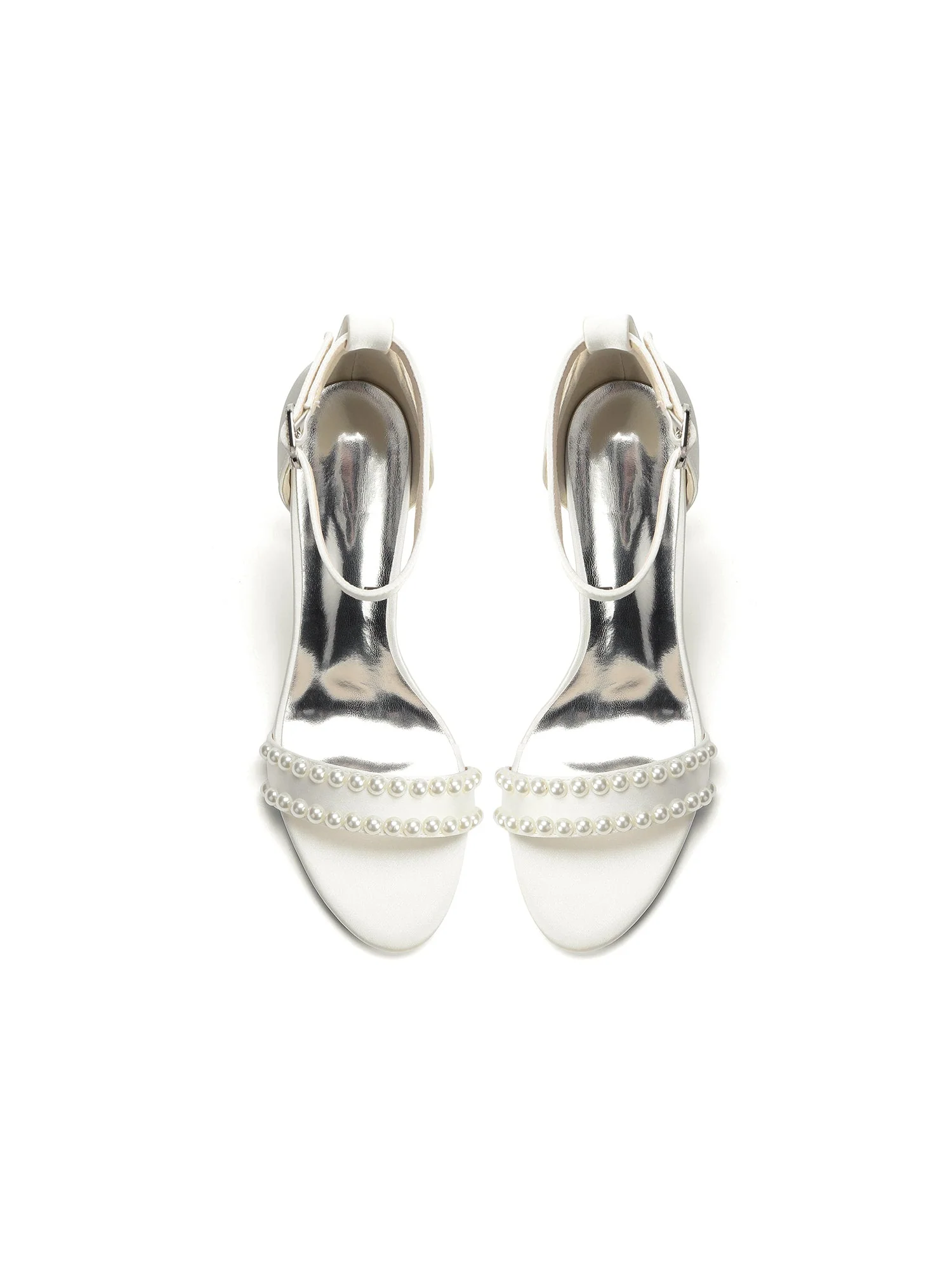 Satin-Blockabsatzsandalen mit doppeltem Perlenriemen - Image 12