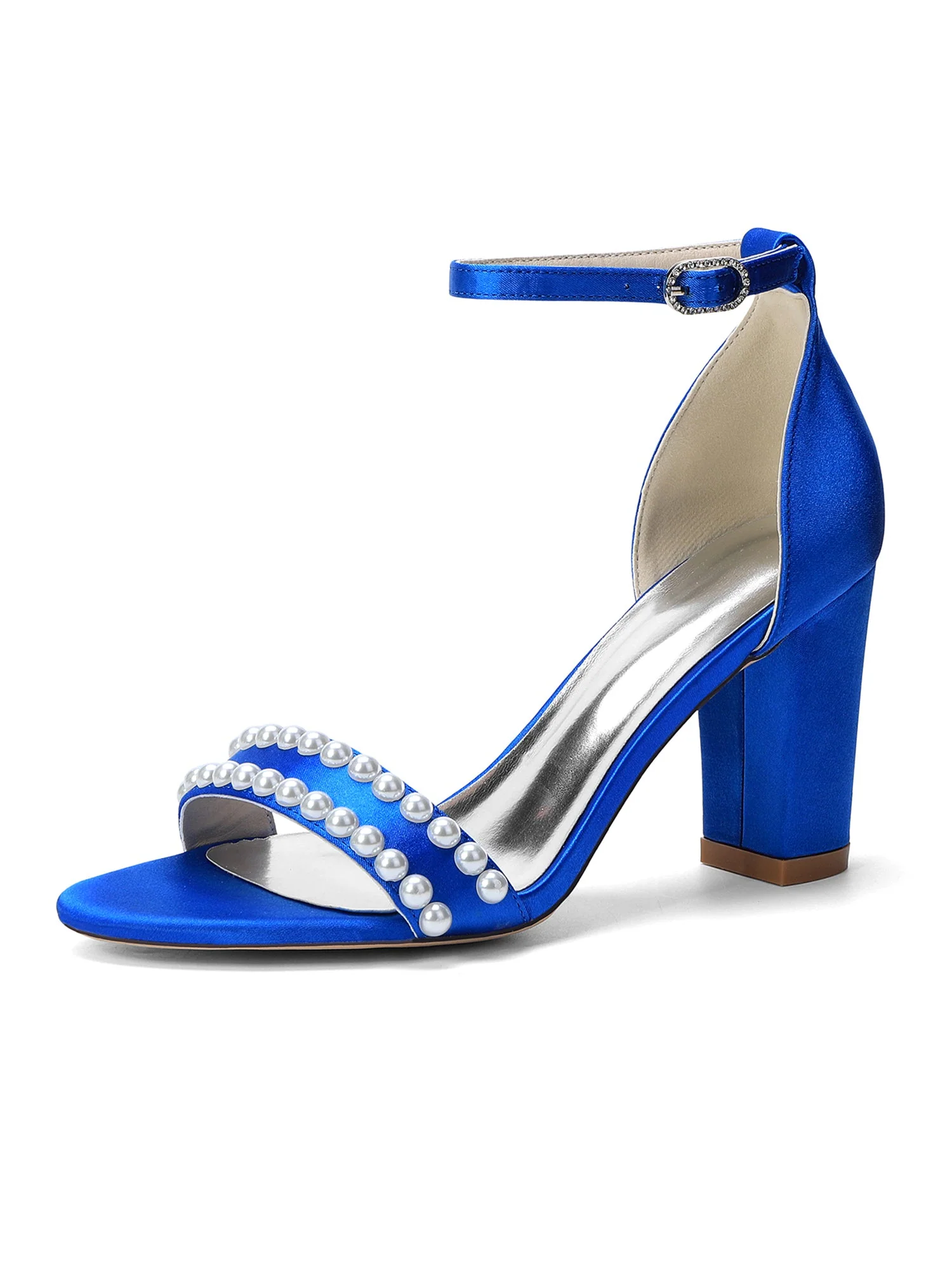 Satin-Blockabsatzsandalen mit doppeltem Perlenriemen - Image 15