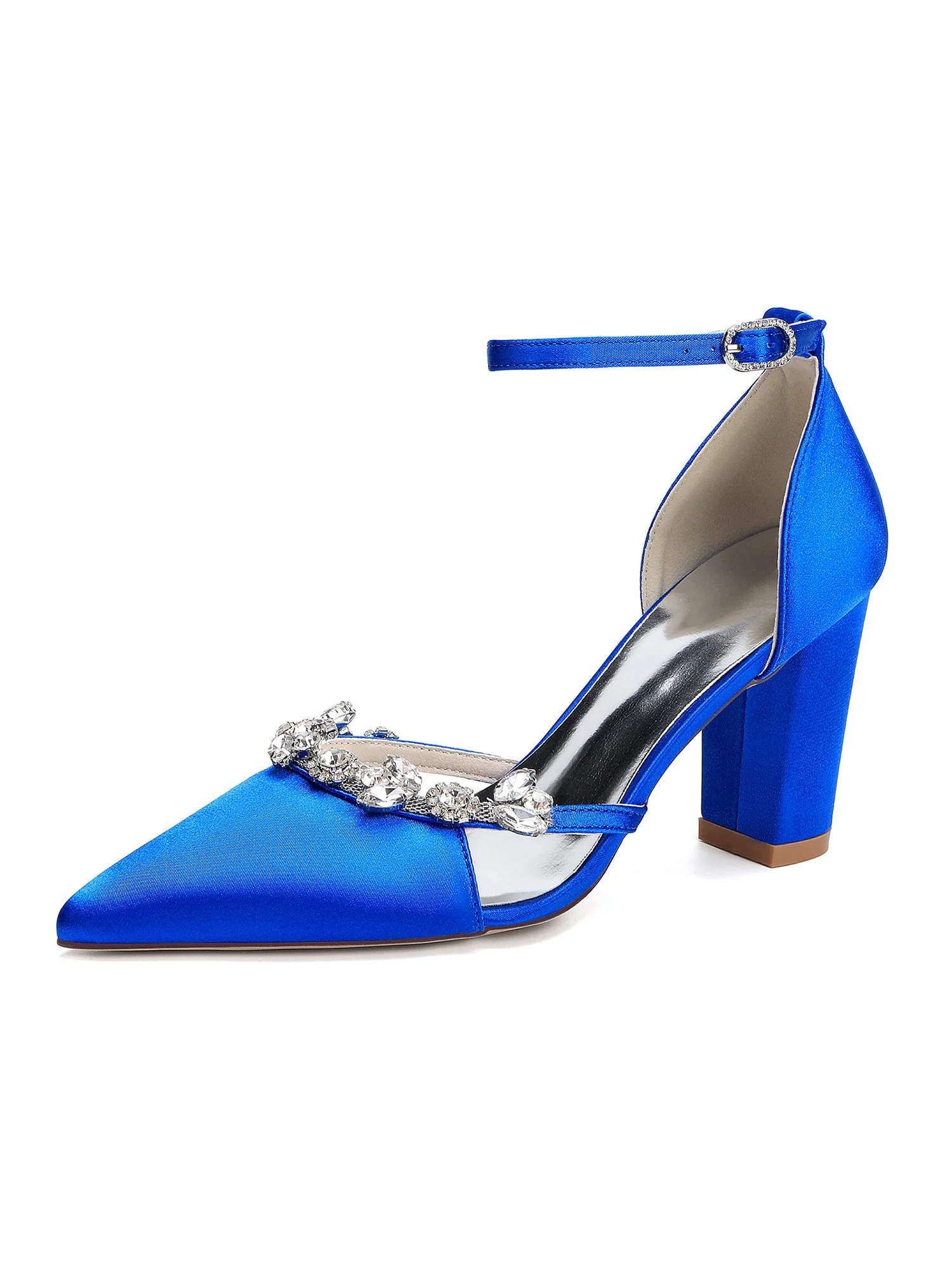 Elegante spitze Blockabsatz-Pumps mit Strass - Image 15