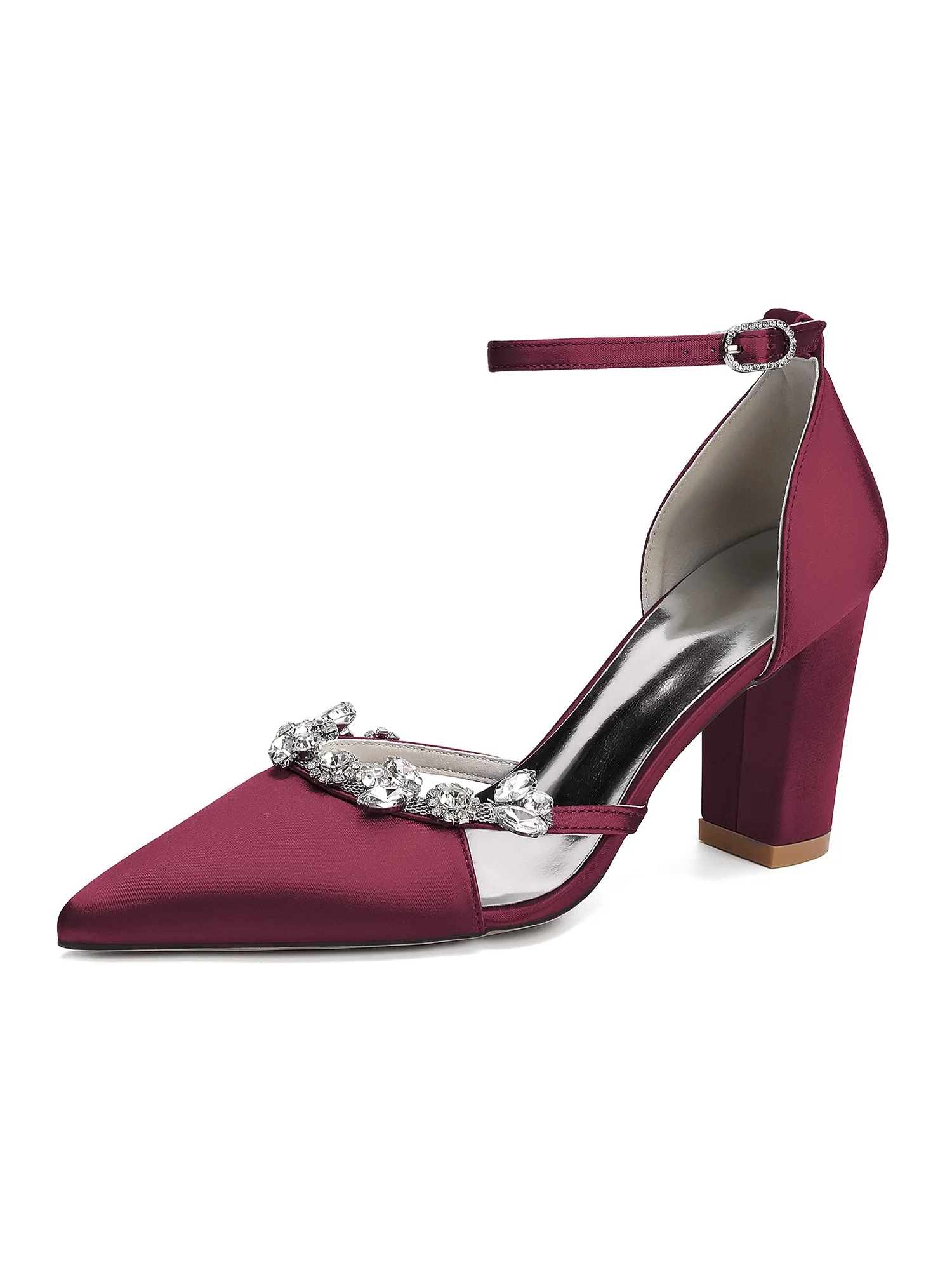 Elegante spitze Blockabsatz-Pumps mit Strass - Image 2