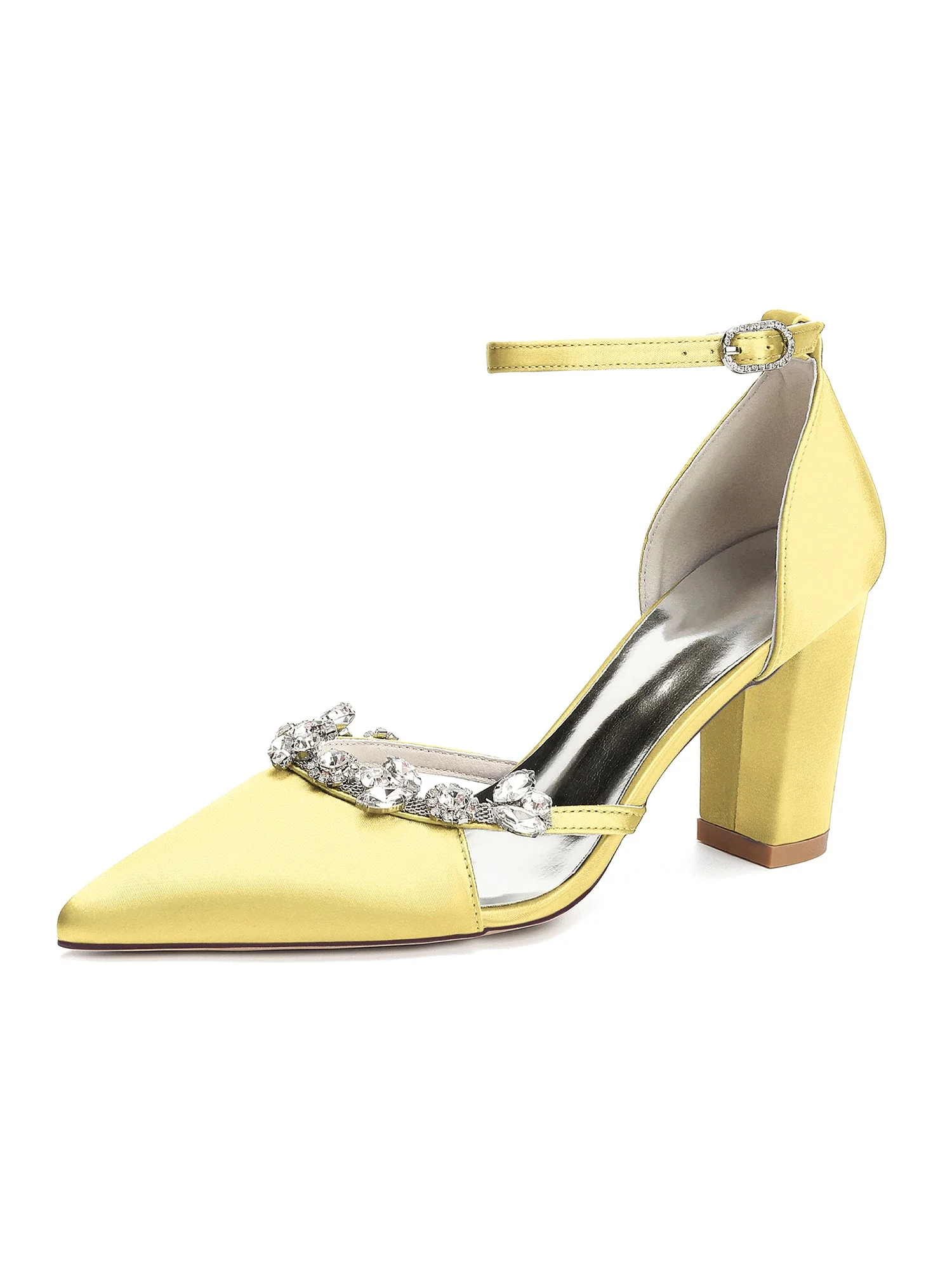 Elegante spitze Blockabsatz-Pumps mit Strass - Image 4