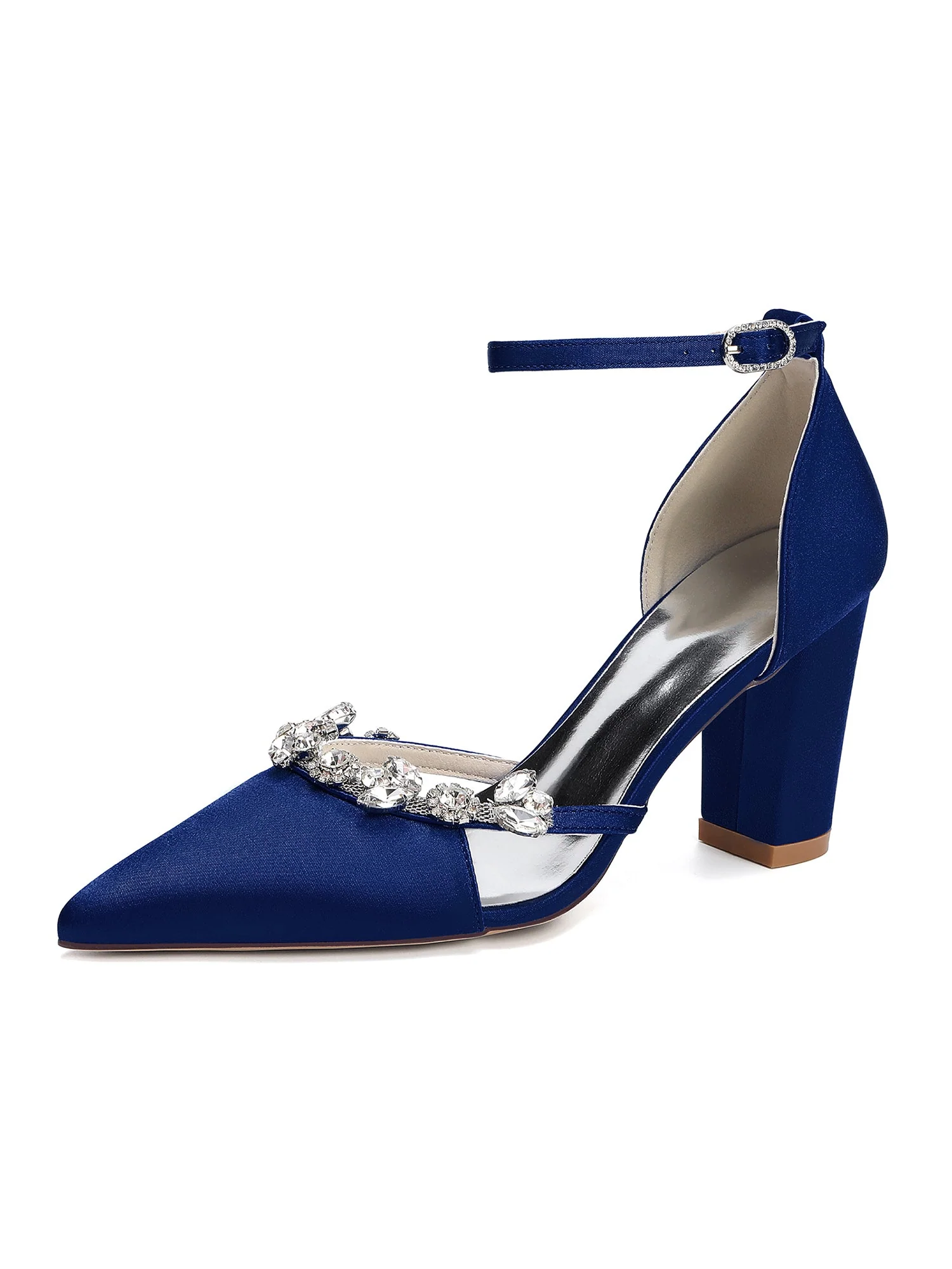 Elegante spitze Blockabsatz-Pumps mit Strass - Image 5