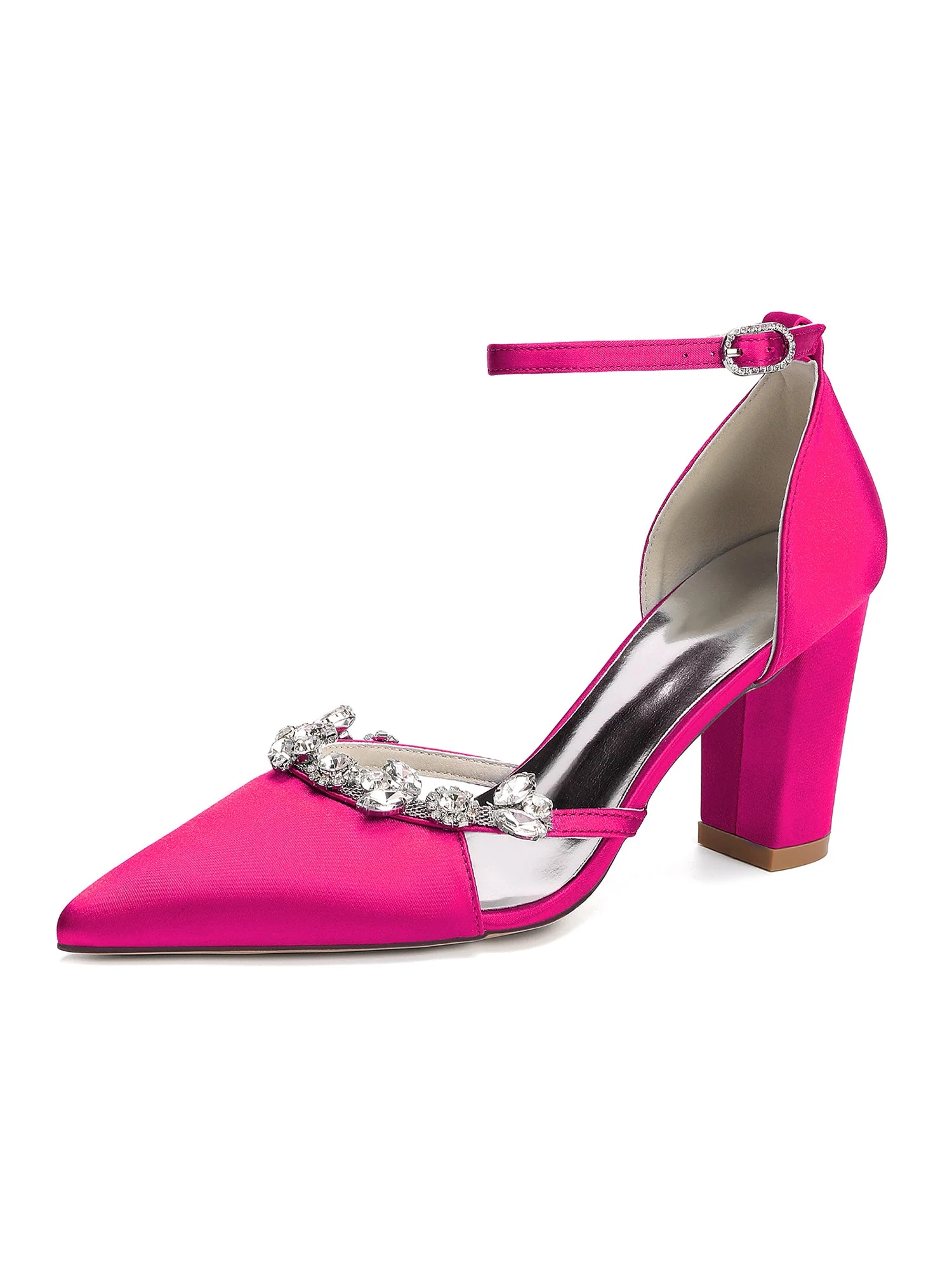 Elegante spitze Blockabsatz-Pumps mit Strass - Image 7