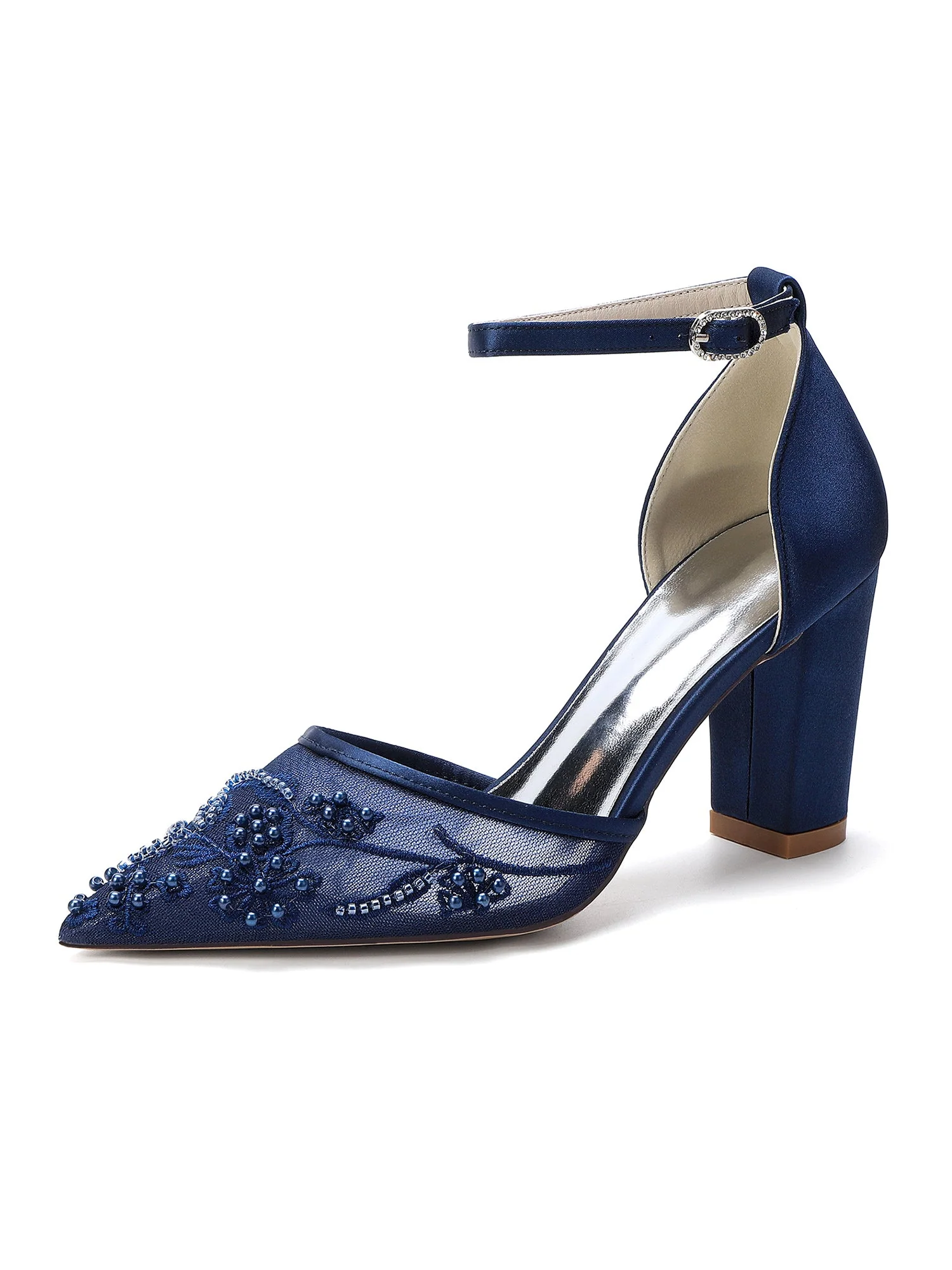 Pumps mit Blockabsatz und Perlenstickerei - Image 3