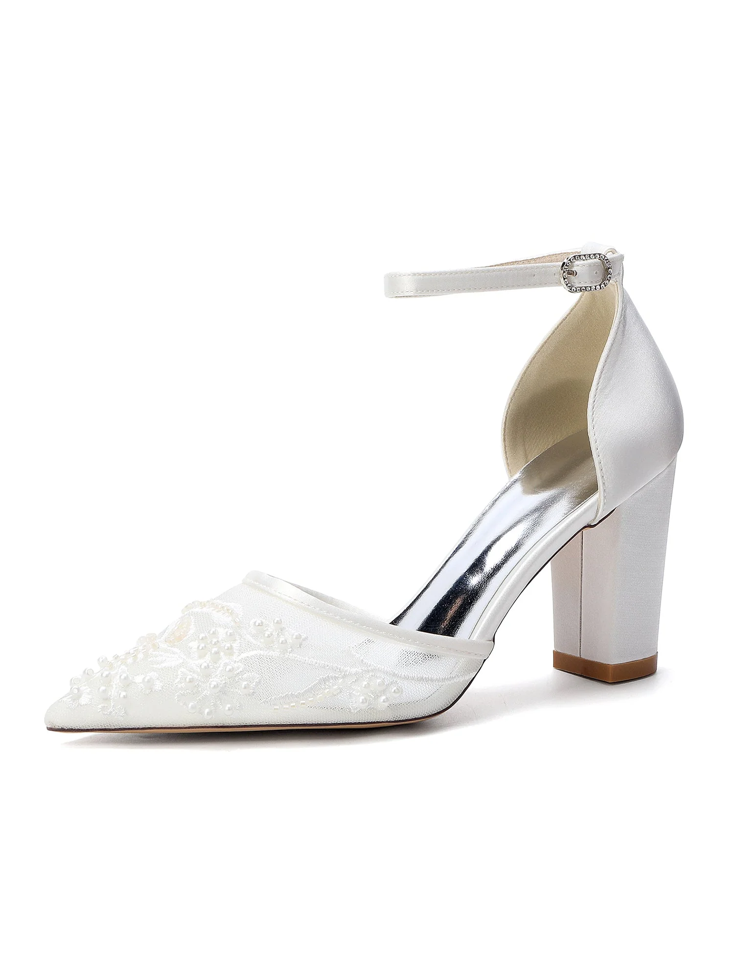 Pumps mit Blockabsatz und Perlenstickerei - Image 4