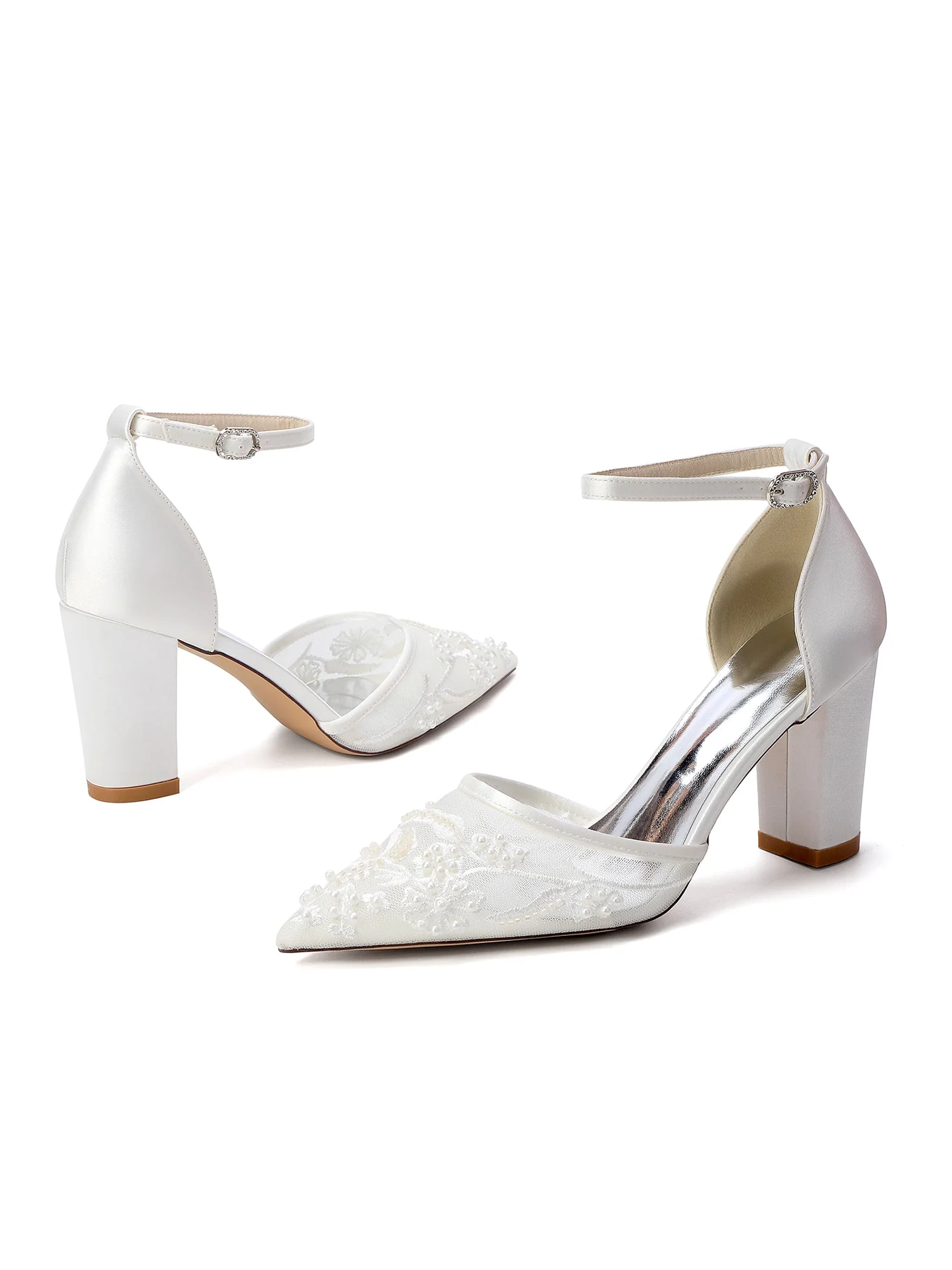 Pumps mit Blockabsatz und Perlenstickerei - Image 8