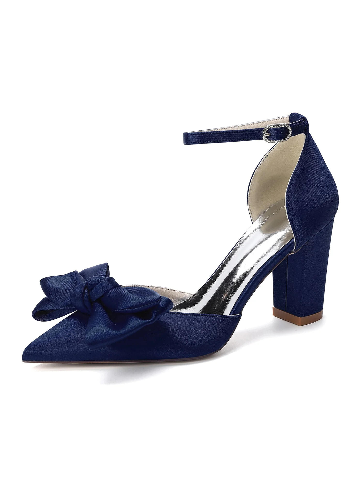 Satin-Pumps mit Blockabsatz und Knotenschleife - Image 5