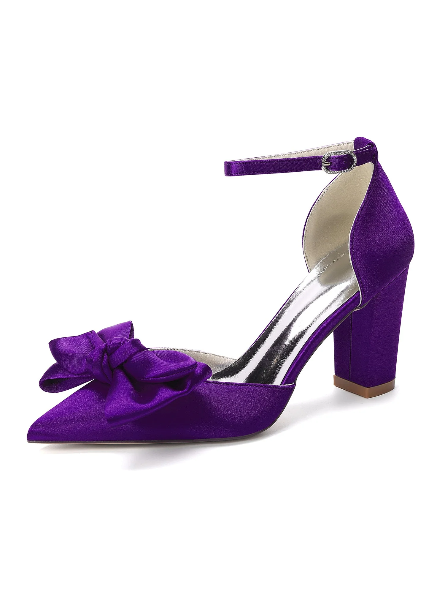 Satin-Pumps mit Blockabsatz und Knotenschleife - Image 8