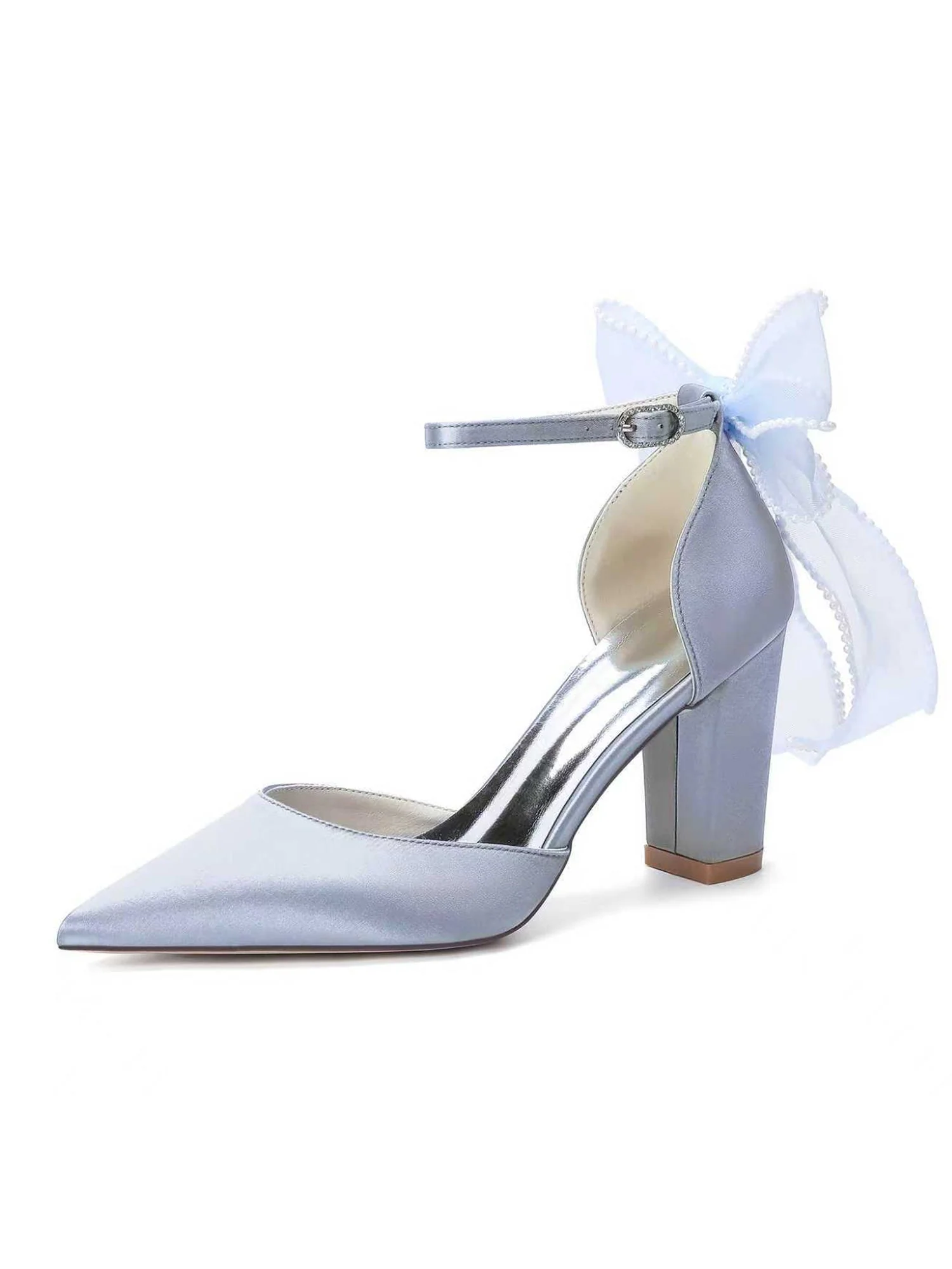 Spitze Pumps mit Knöchelriemen und Mesh-Schleife - Image 12