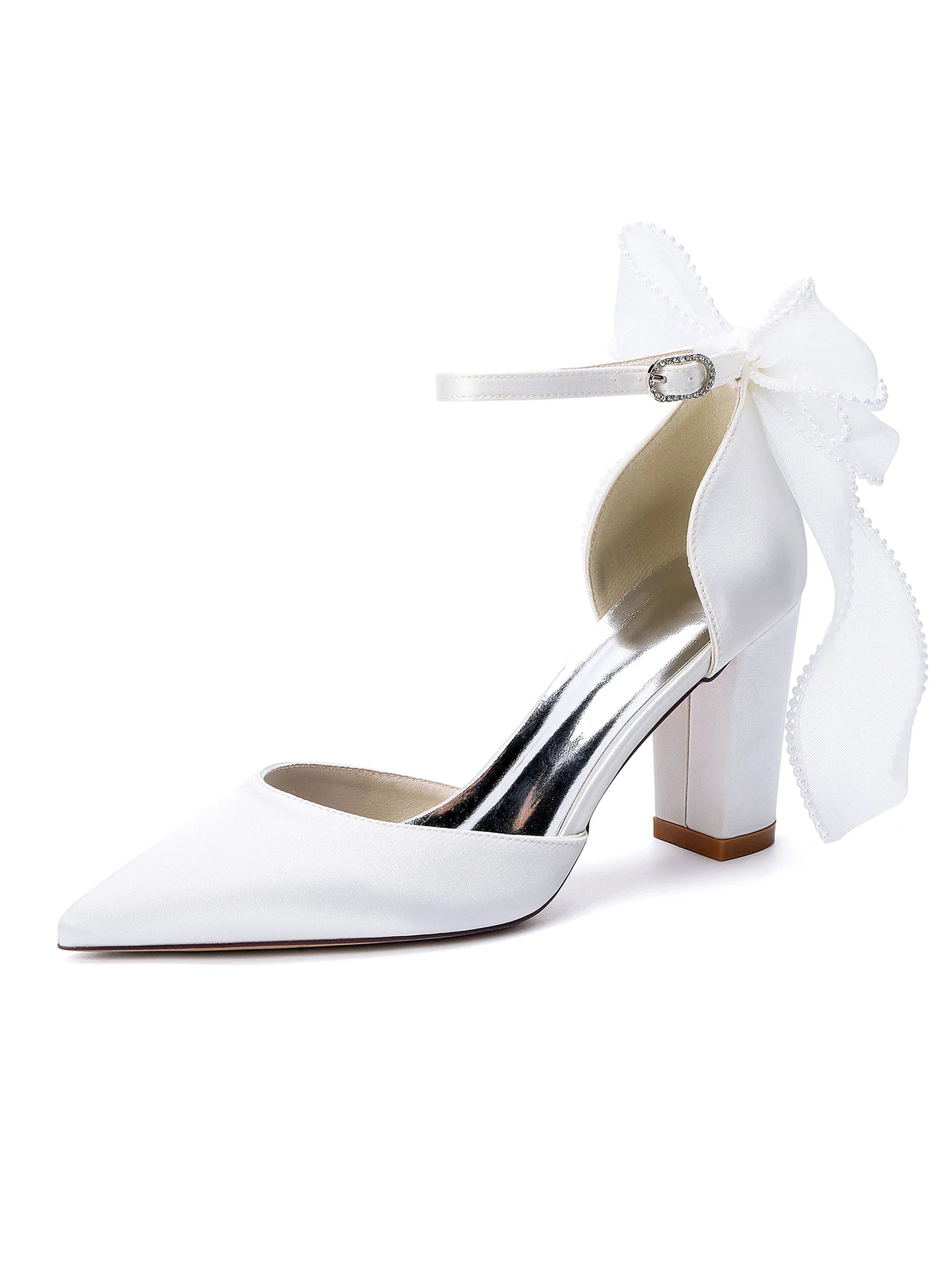 Spitze Pumps mit Knöchelriemen und Mesh-Schleife - Image 13