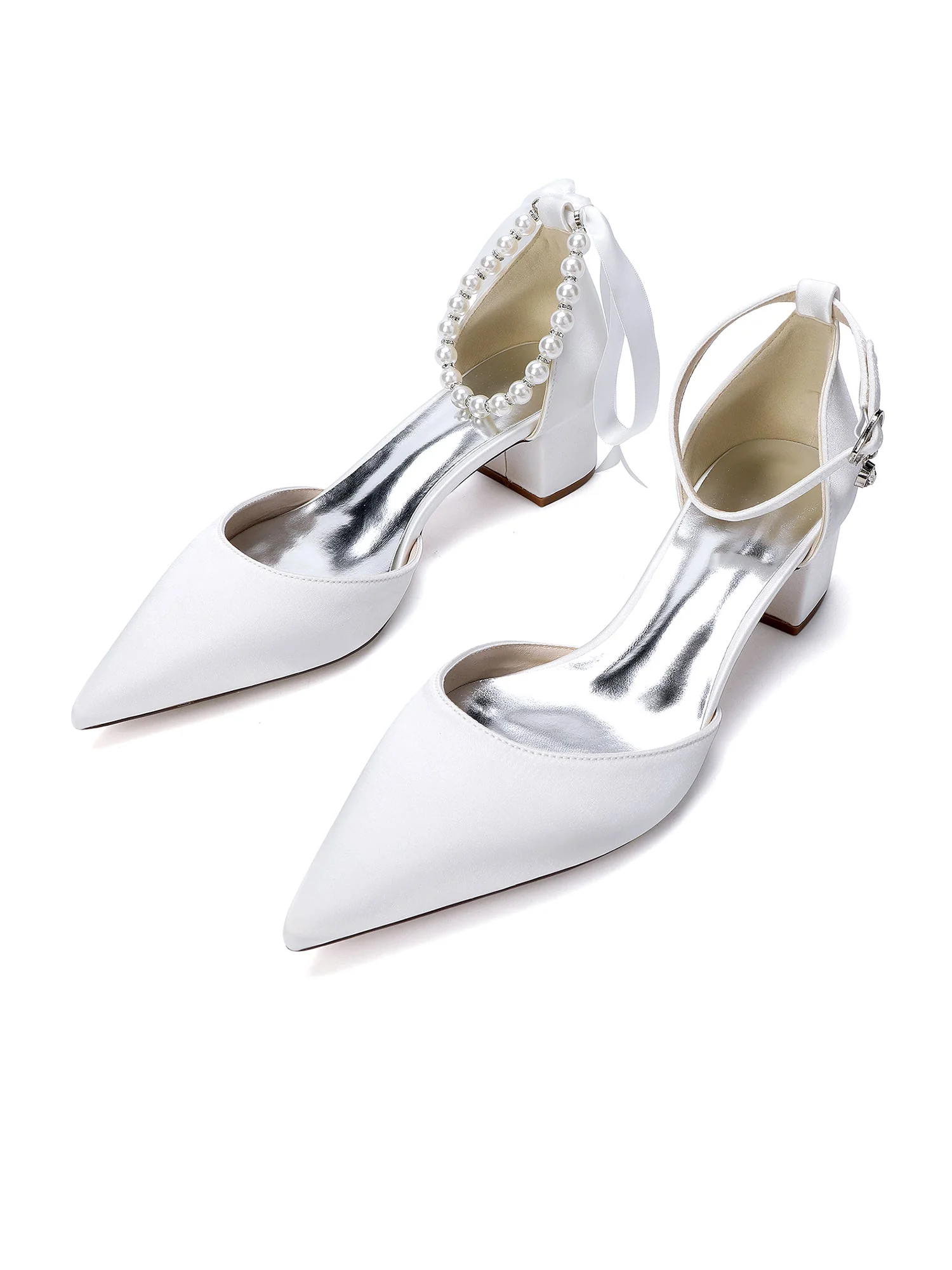 Pumps mit Blockabsatz mit Perlen und Schleife - Image 3