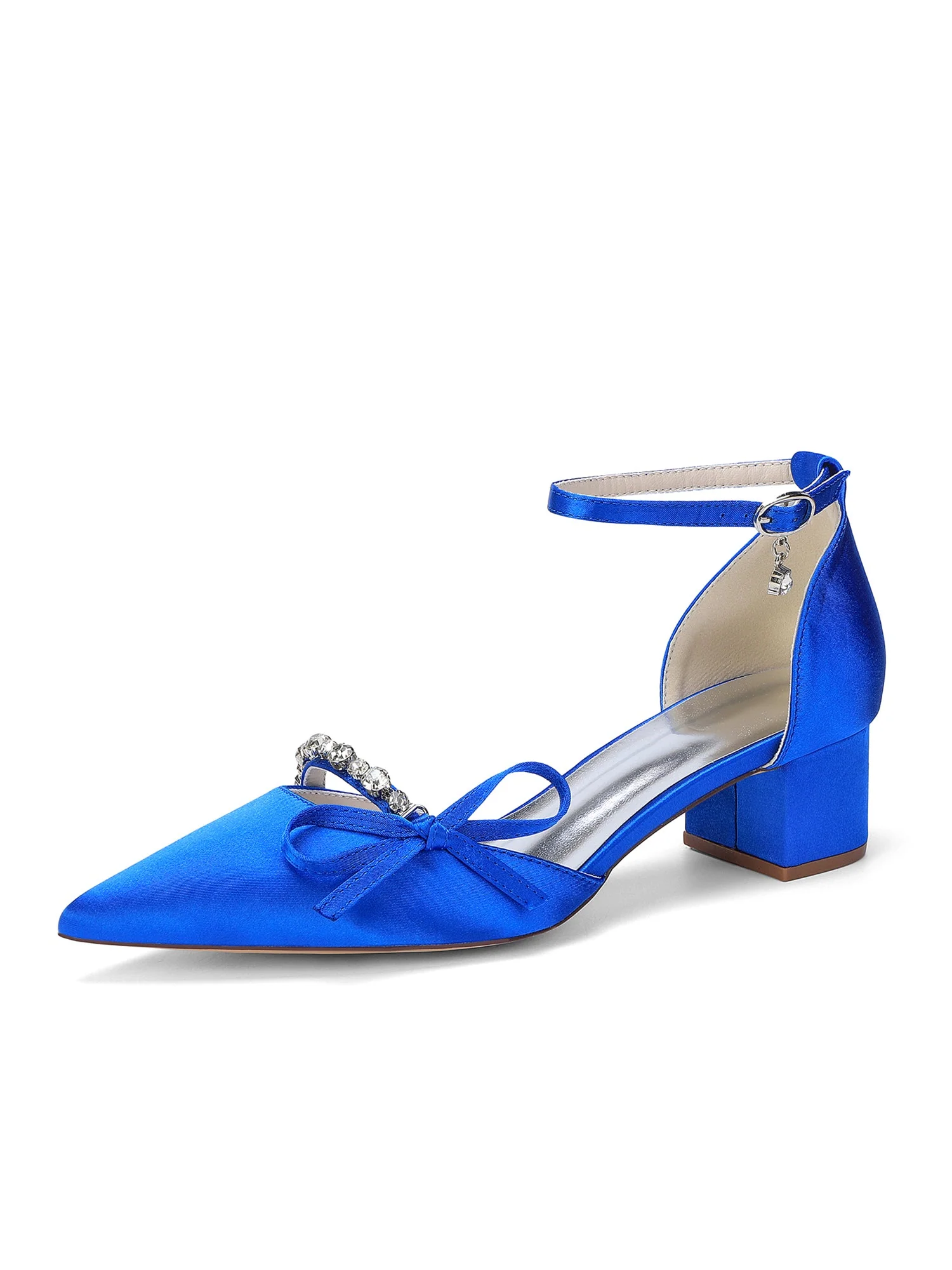 Satin Schuhe mit Blockabsatz, Schleife und Strass - Image 14