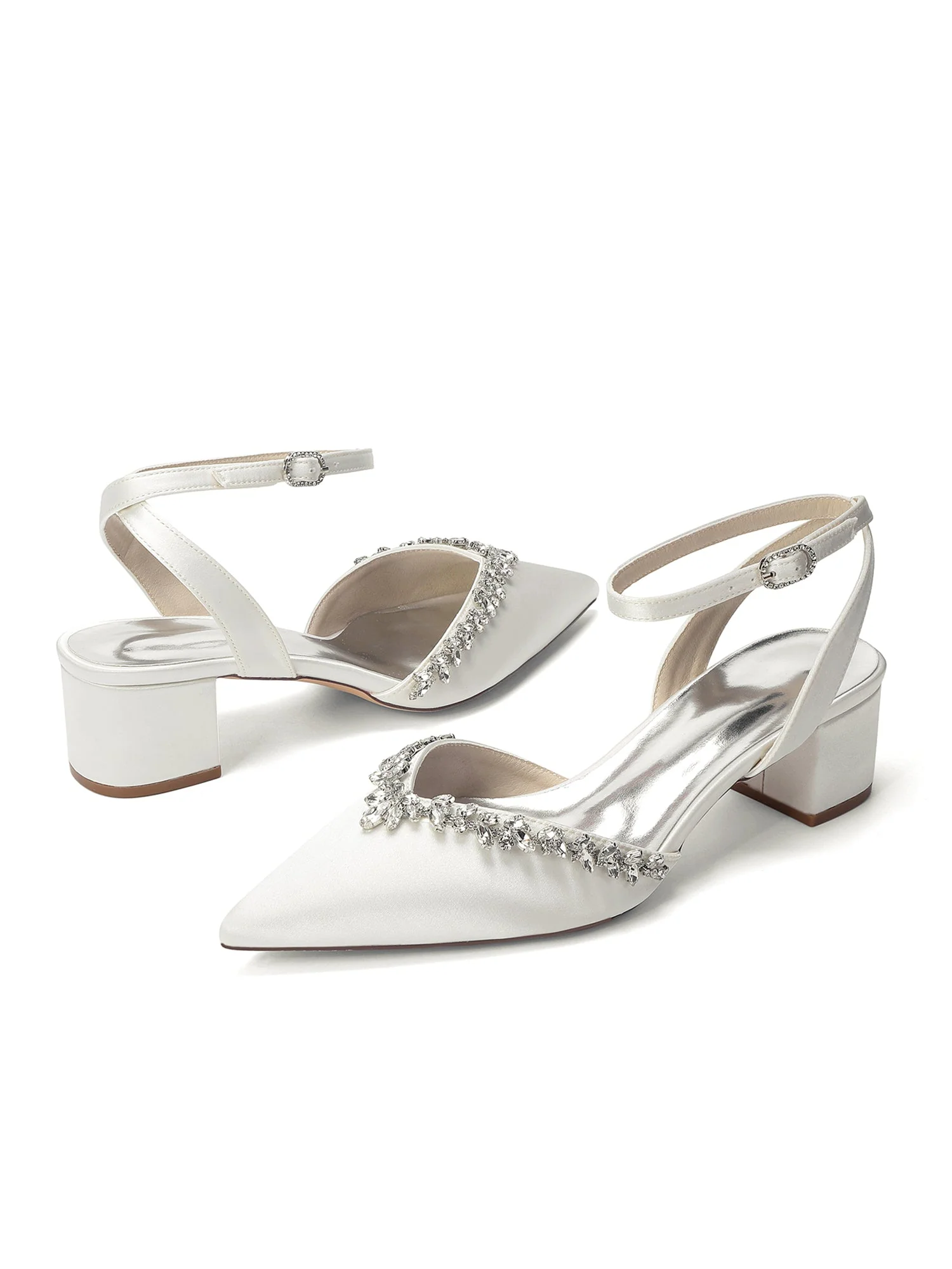 Satin Pumps mit Strasskante und Blockabsatz - Image 13