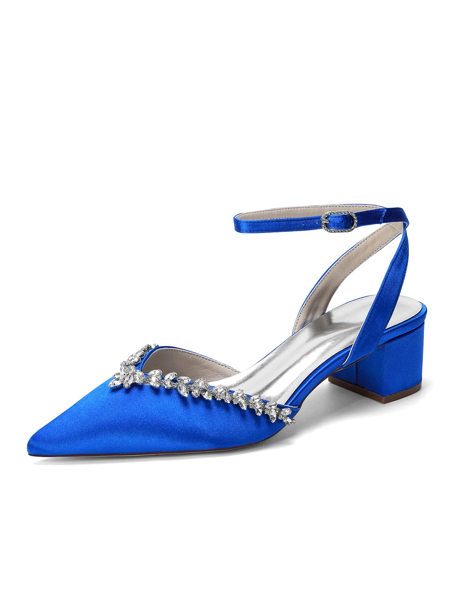 Satin Pumps mit Strasskante und Blockabsatz - Image 15