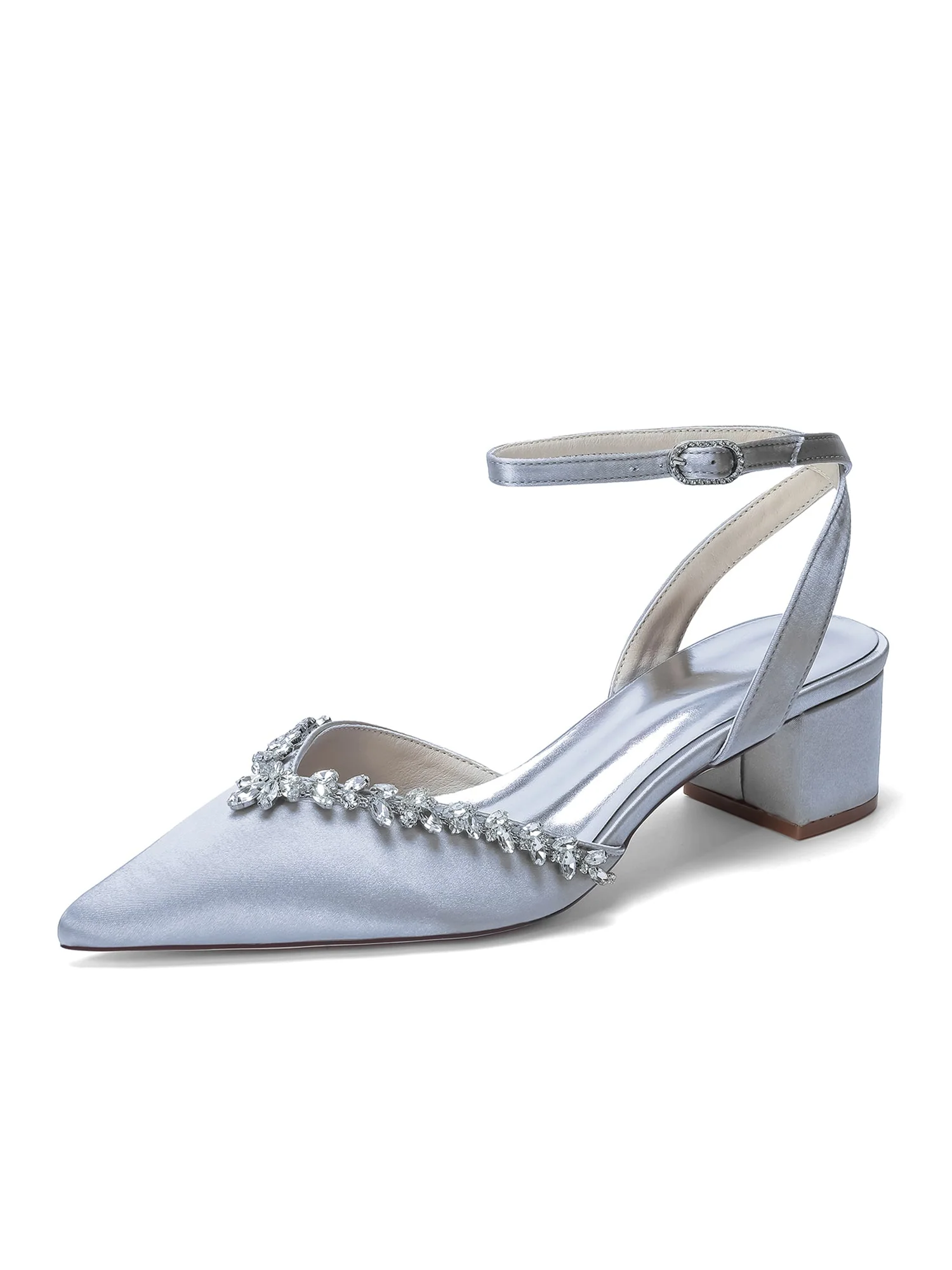 Satin Pumps mit Strasskante und Blockabsatz - Image 16