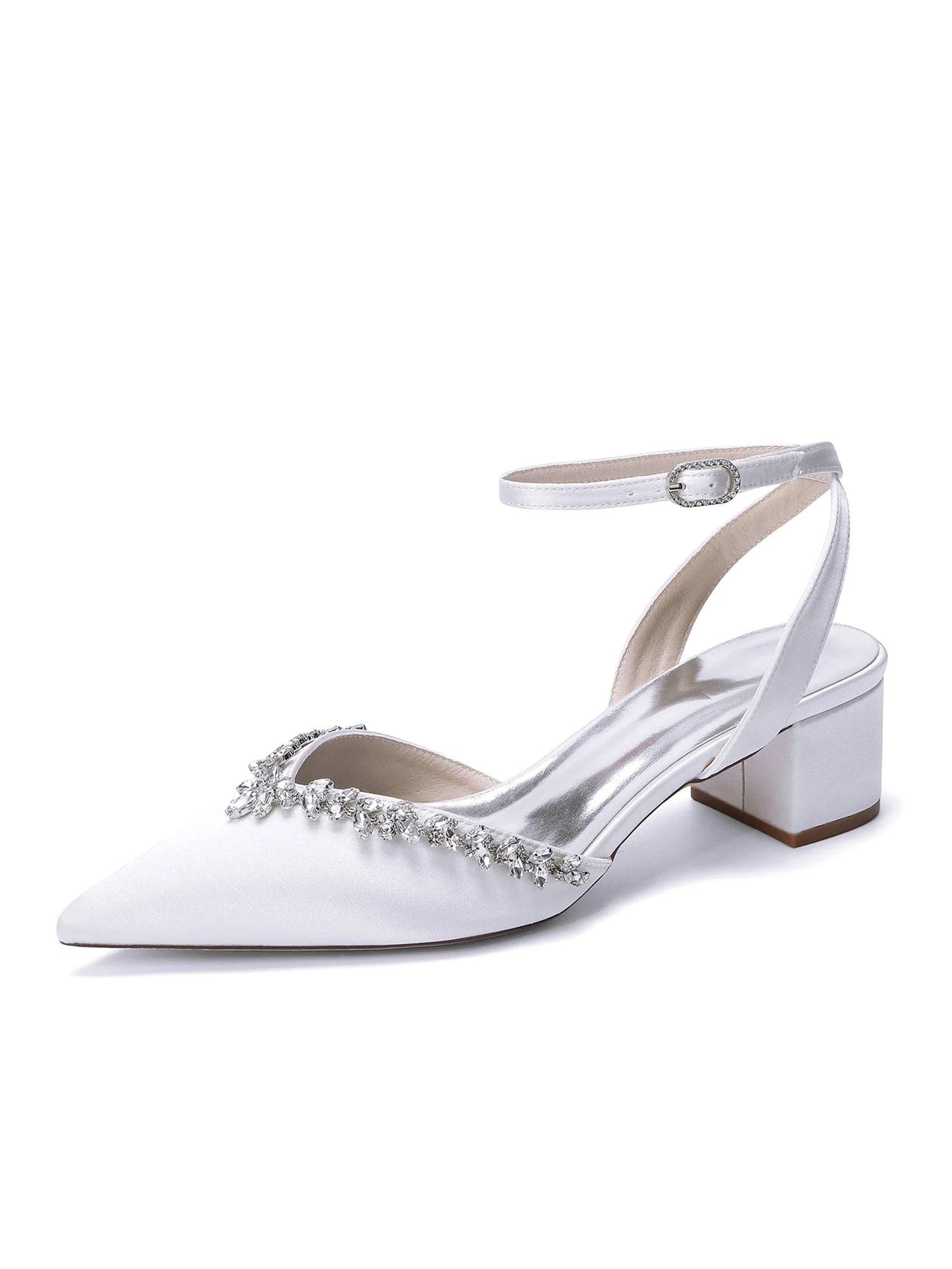Satin Pumps mit Strasskante und Blockabsatz - Image 17
