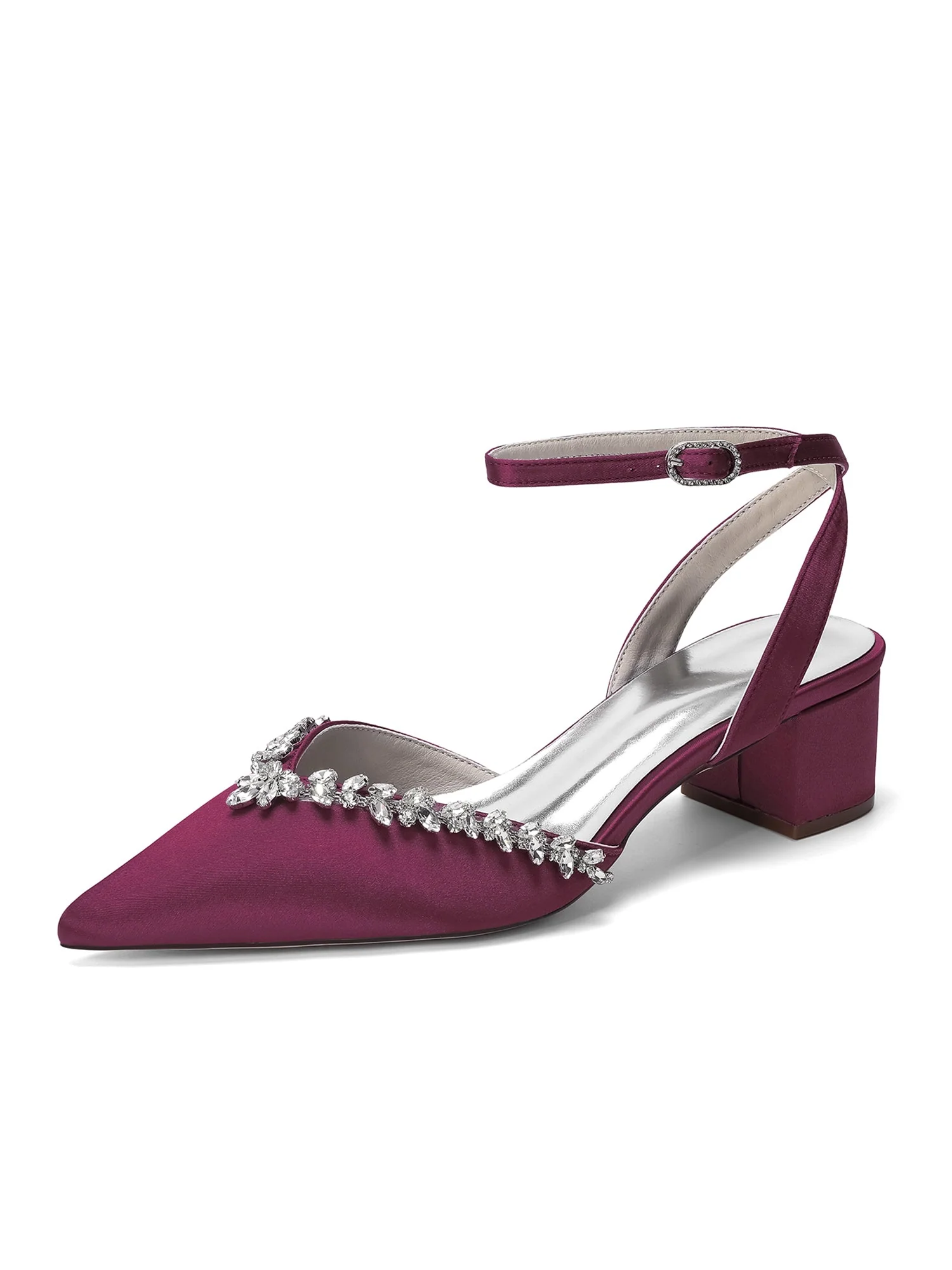 Satin Pumps mit Strasskante und Blockabsatz - Image 2