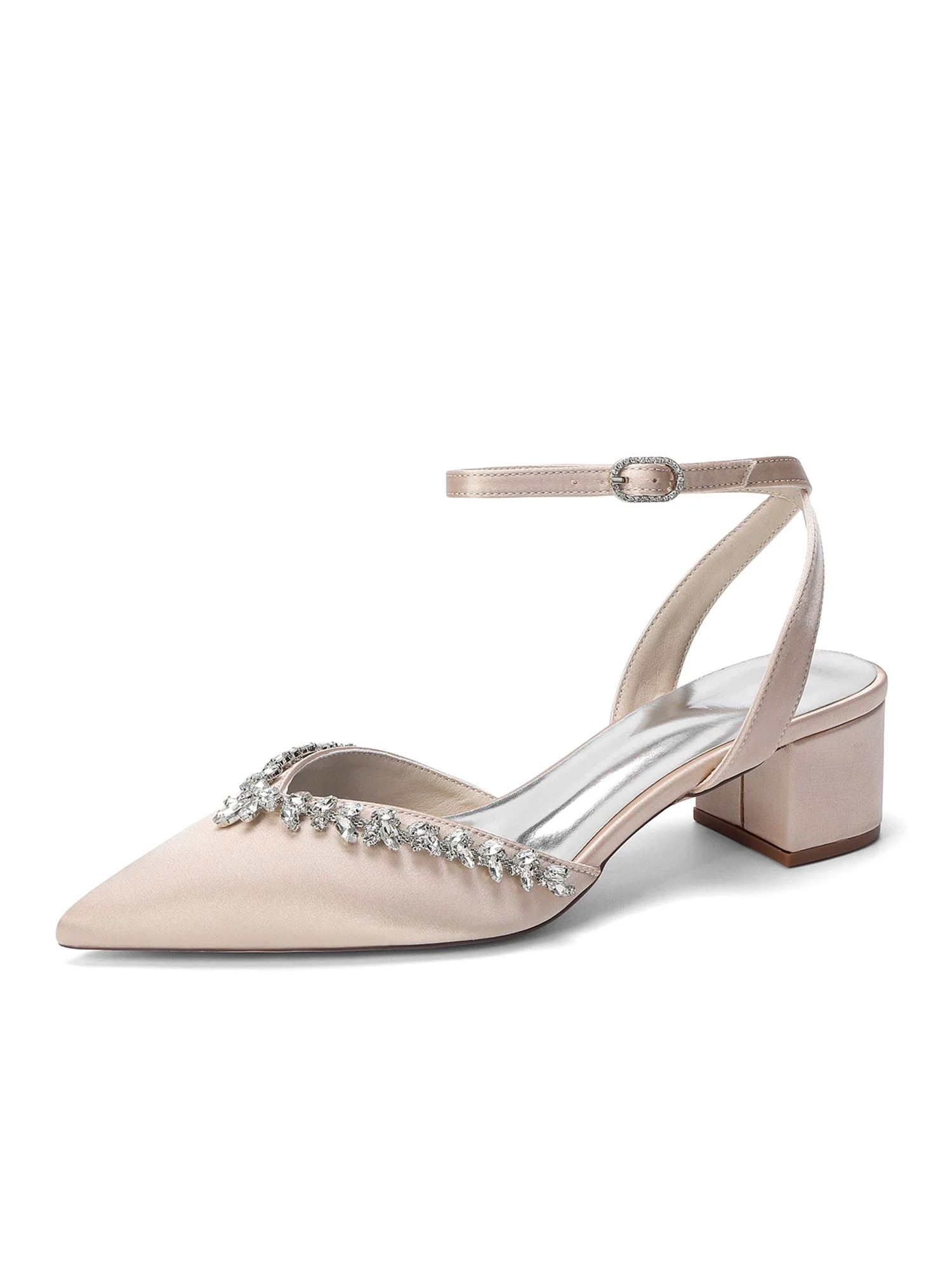 Satin Pumps mit Strasskante und Blockabsatz - Image 3