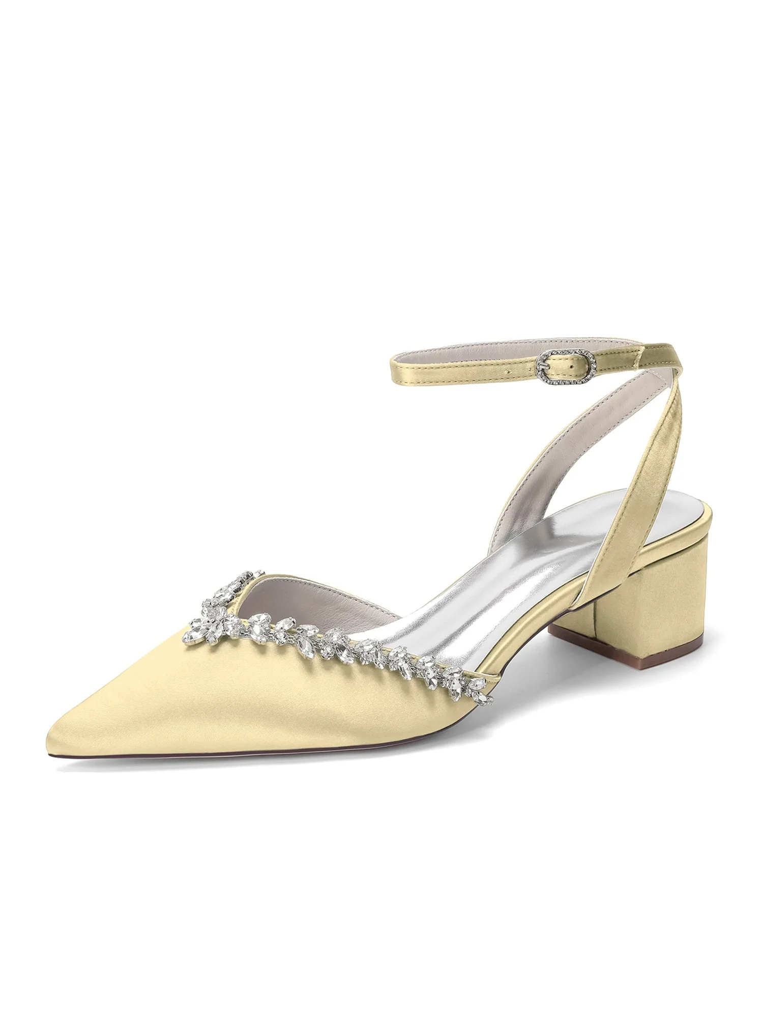 Satin Pumps mit Strasskante und Blockabsatz - Image 4