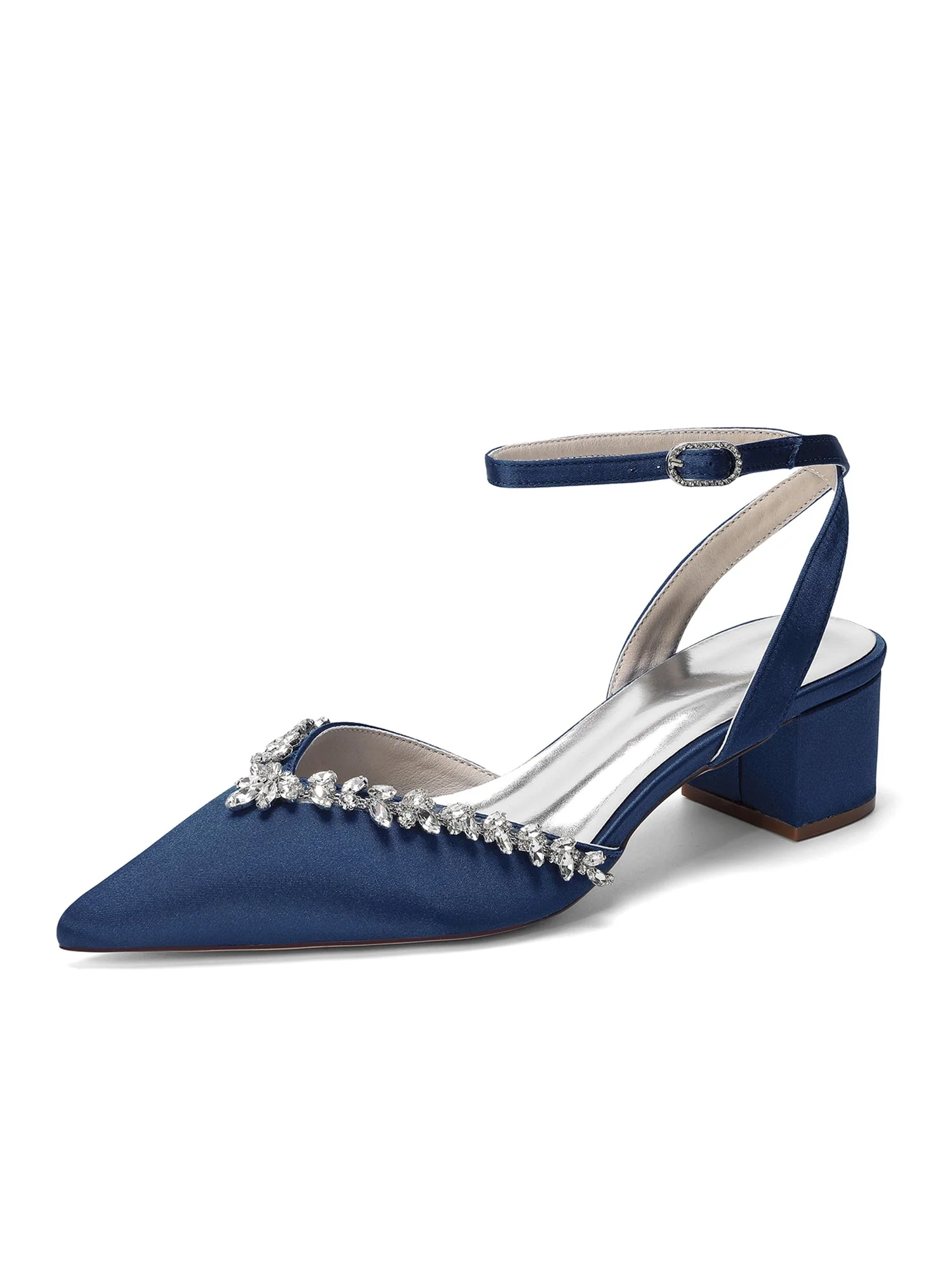 Satin Pumps mit Strasskante und Blockabsatz - Image 5