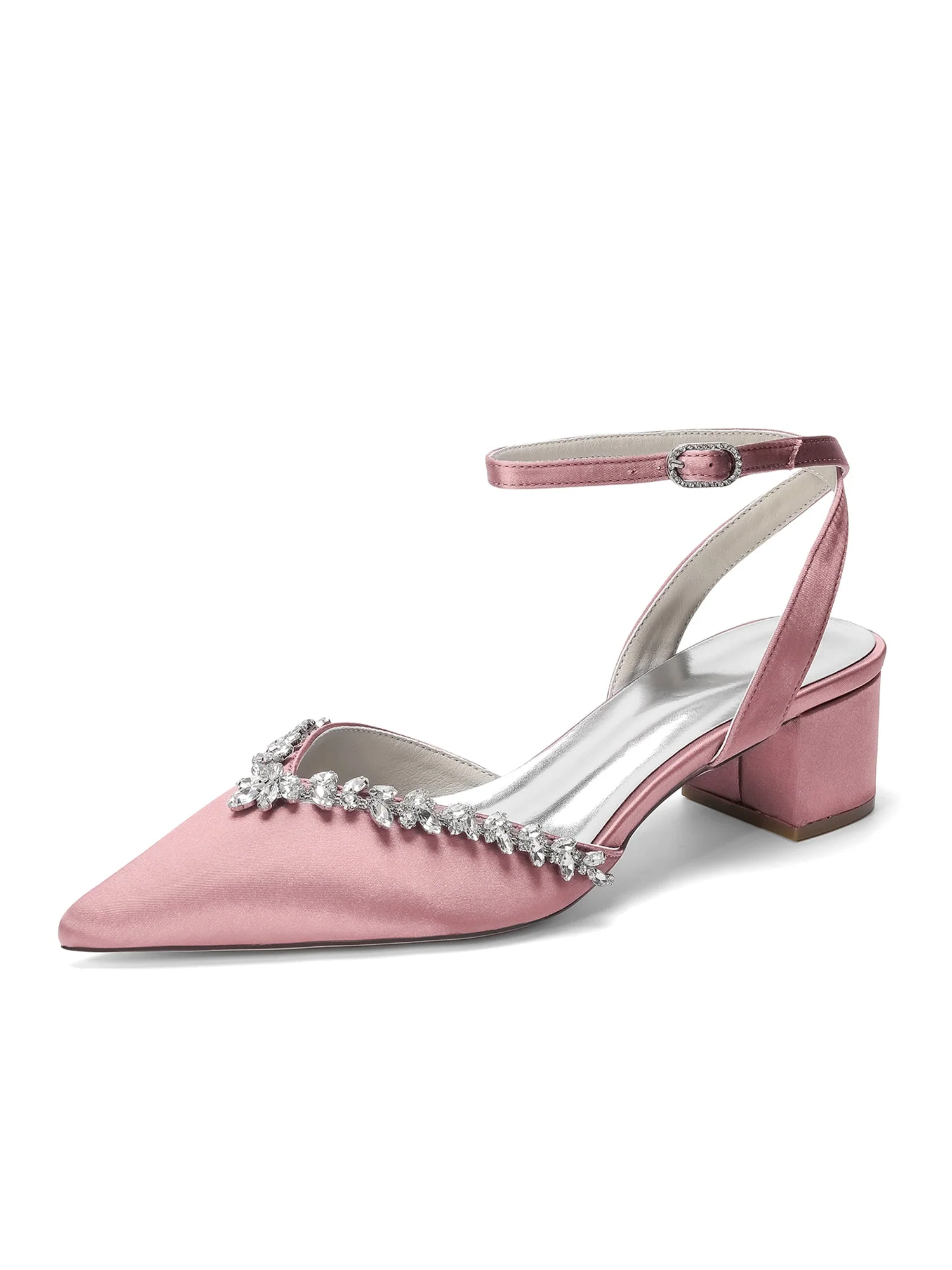Satin Pumps mit Strasskante und Blockabsatz - Image 6