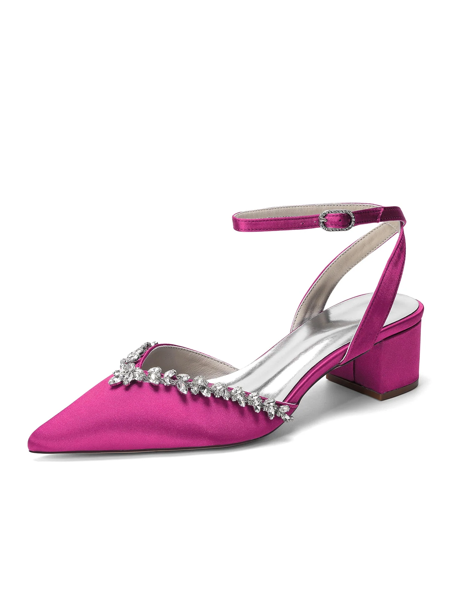 Satin Pumps mit Strasskante und Blockabsatz - Image 7
