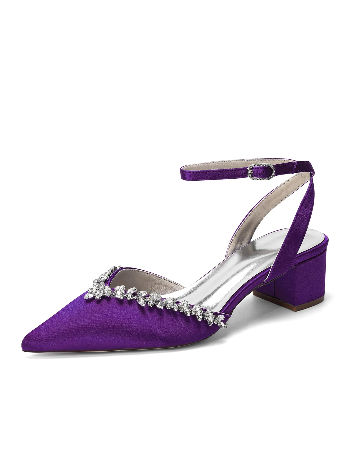 Satin Pumps mit Strasskante und Blockabsatz - Image 8