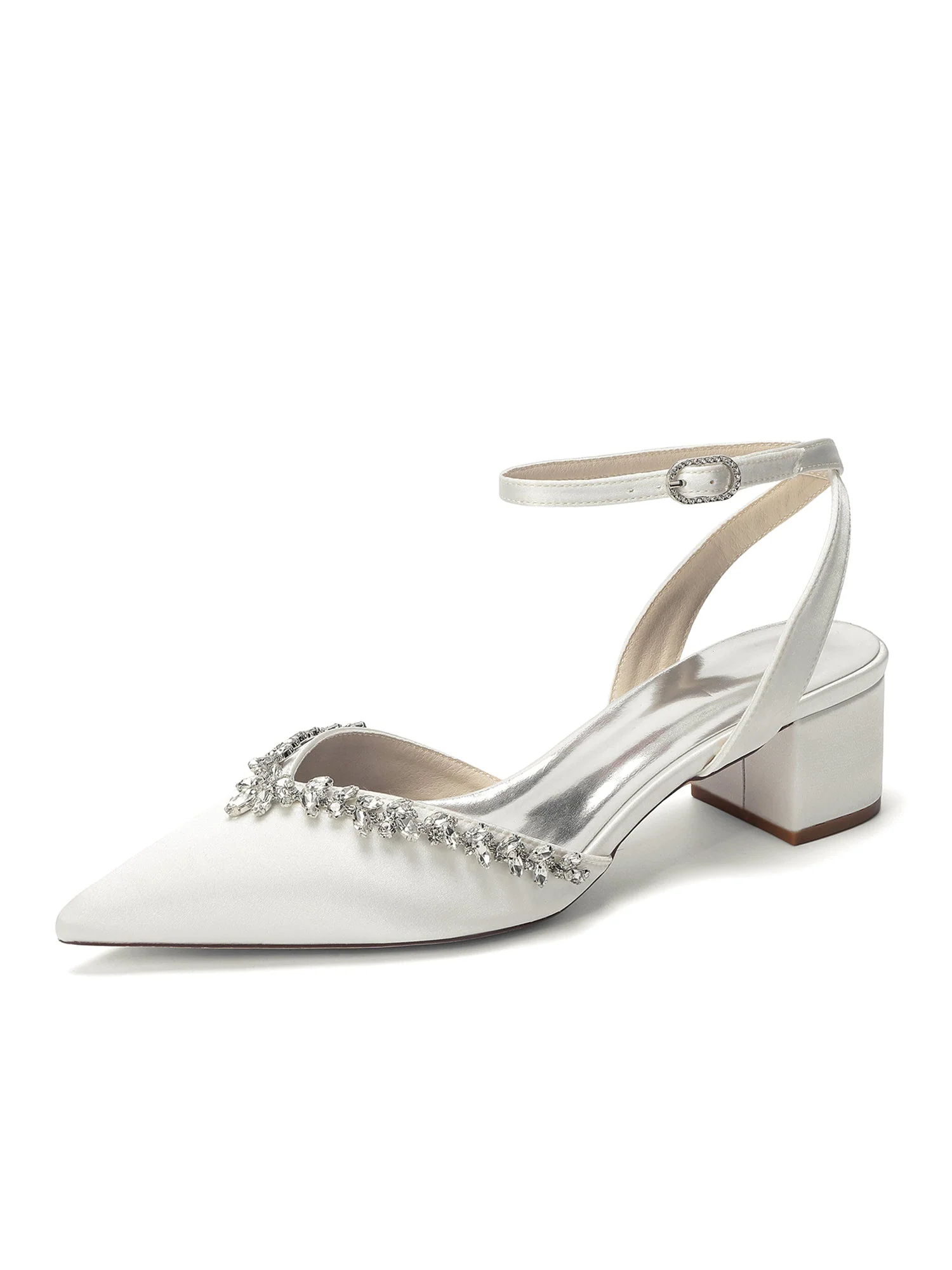 Satin Pumps mit Strasskante und Blockabsatz - Image 9
