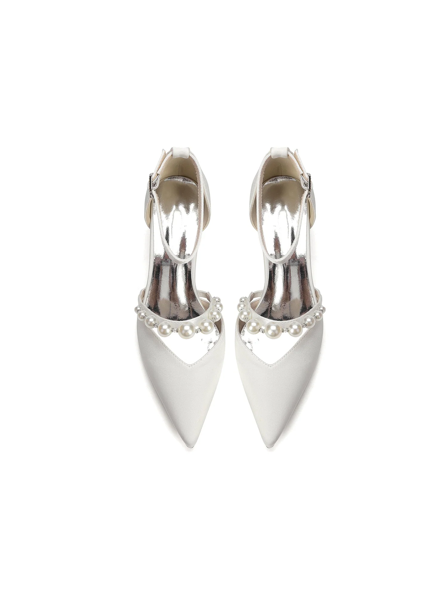 Satin Pumps mit gebogenem Perlenriemen - Image 11