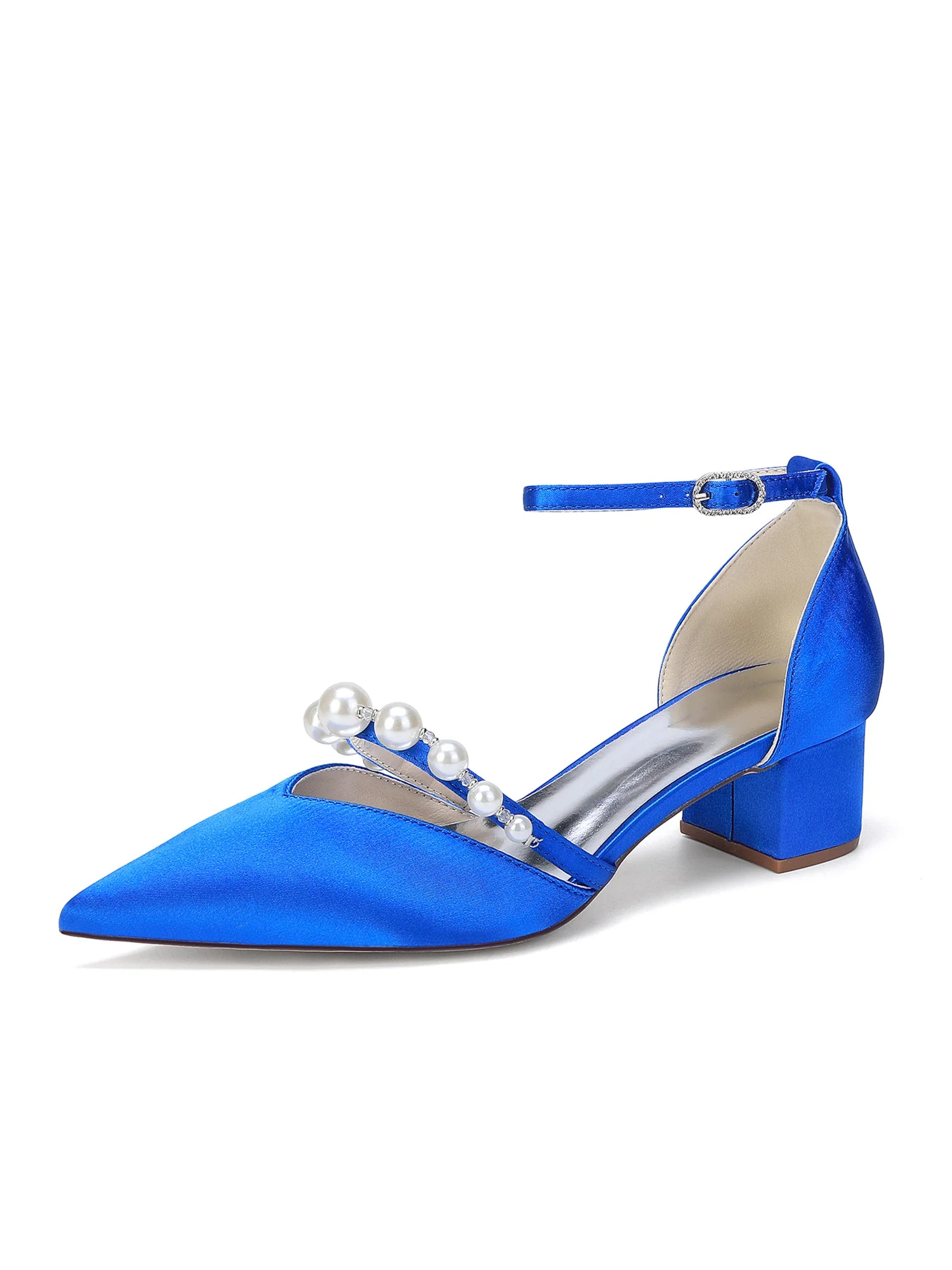 Satin Pumps mit gebogenem Perlenriemen - Image 14