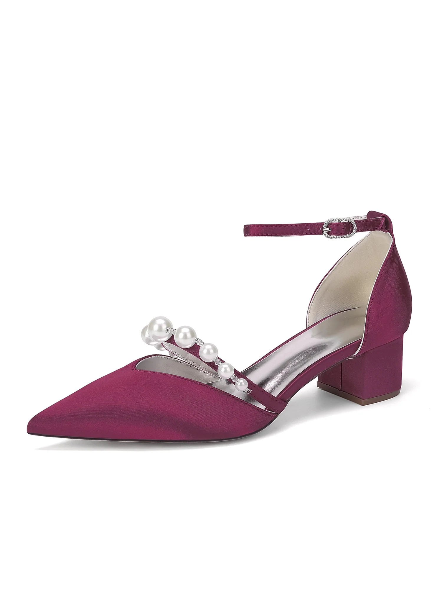 Satin Pumps mit gebogenem Perlenriemen - Image 2