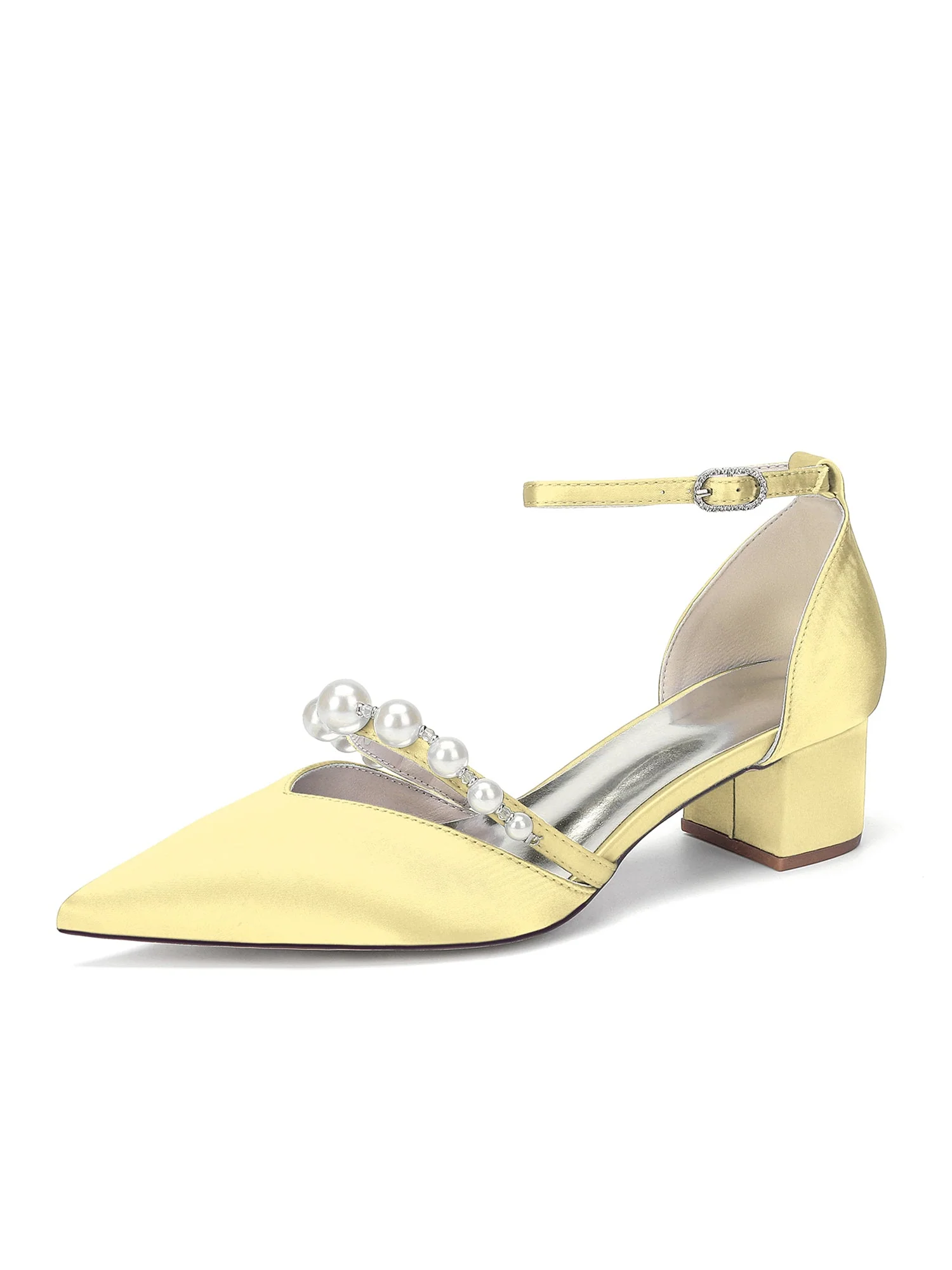 Satin Pumps mit gebogenem Perlenriemen - Image 4