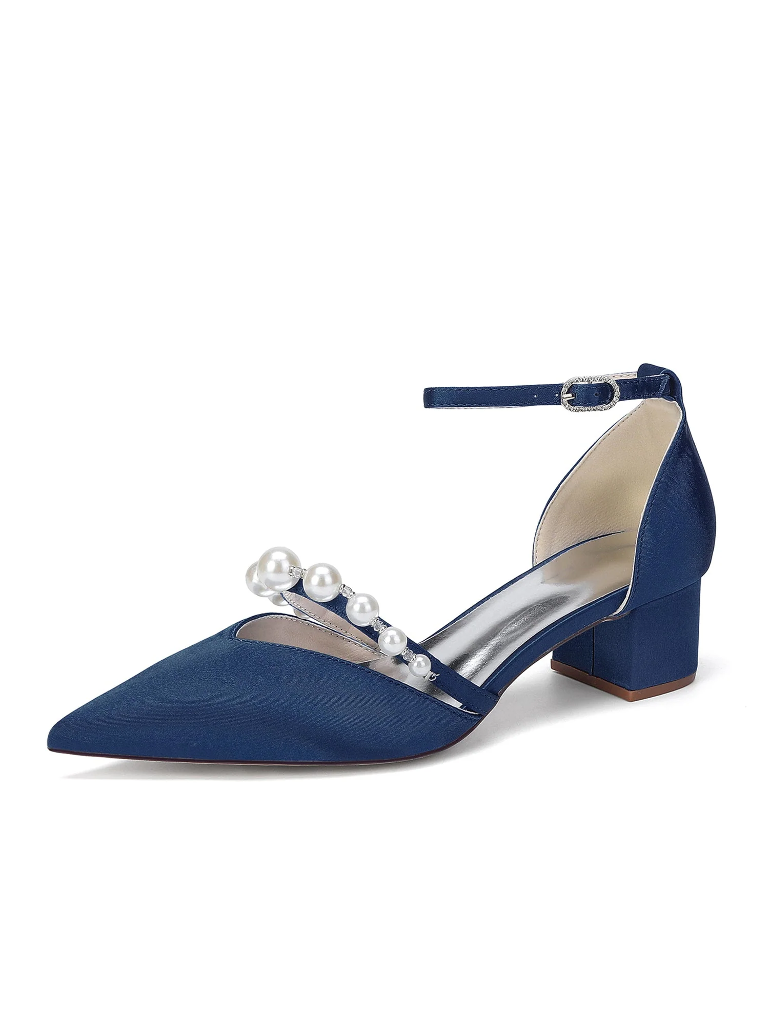Satin Pumps mit gebogenem Perlenriemen - Image 5