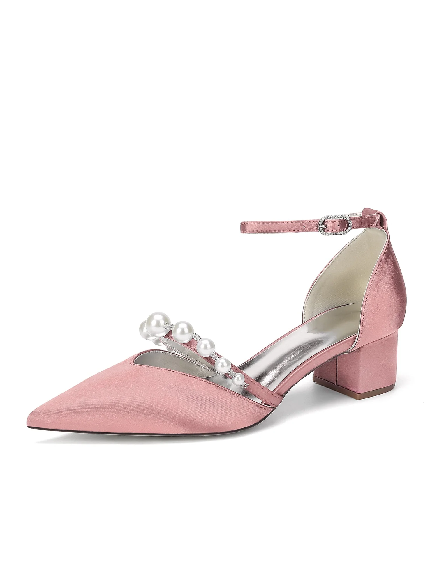 Satin Pumps mit gebogenem Perlenriemen - Image 6