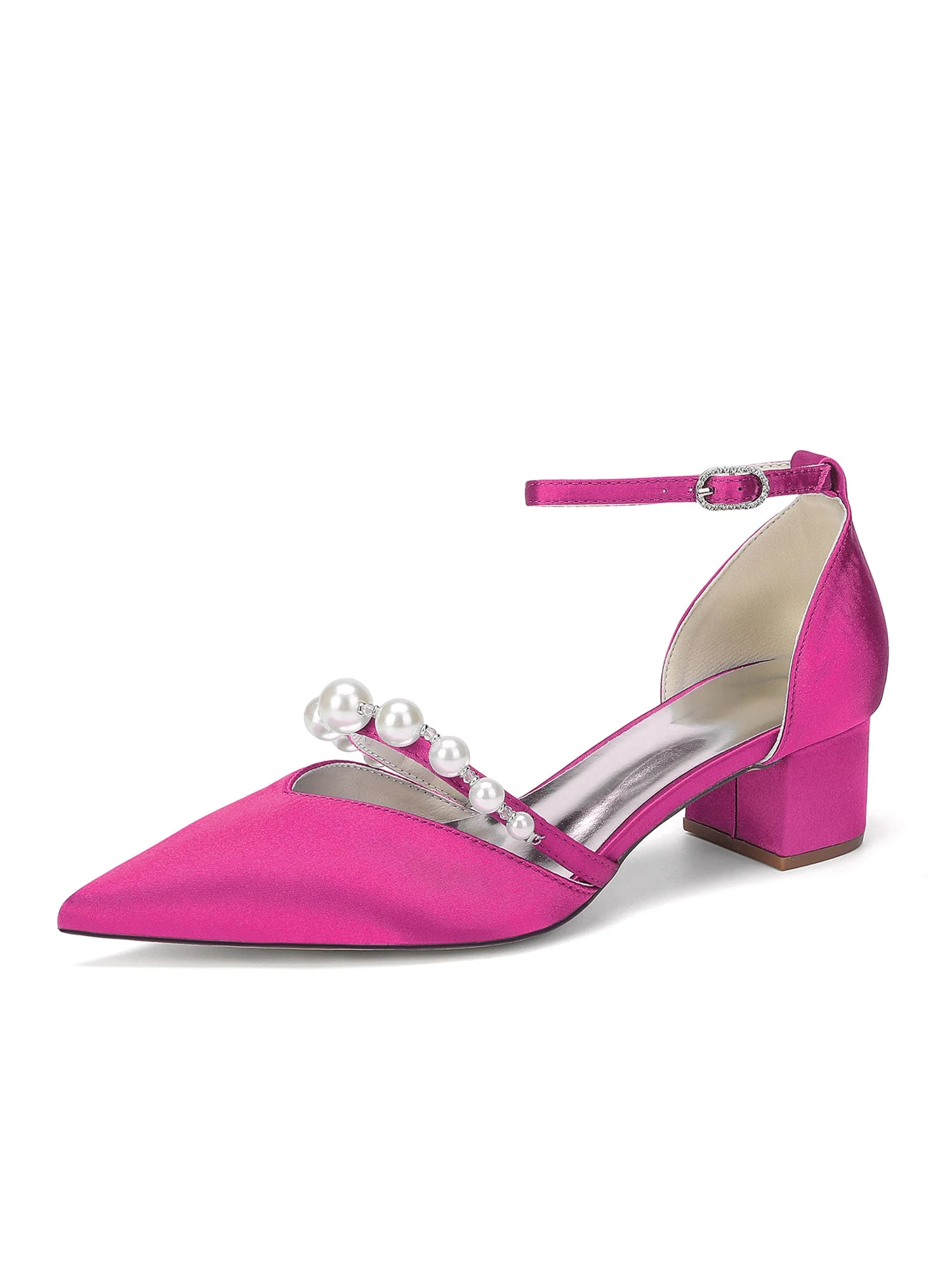 Satin Pumps mit gebogenem Perlenriemen - Image 7