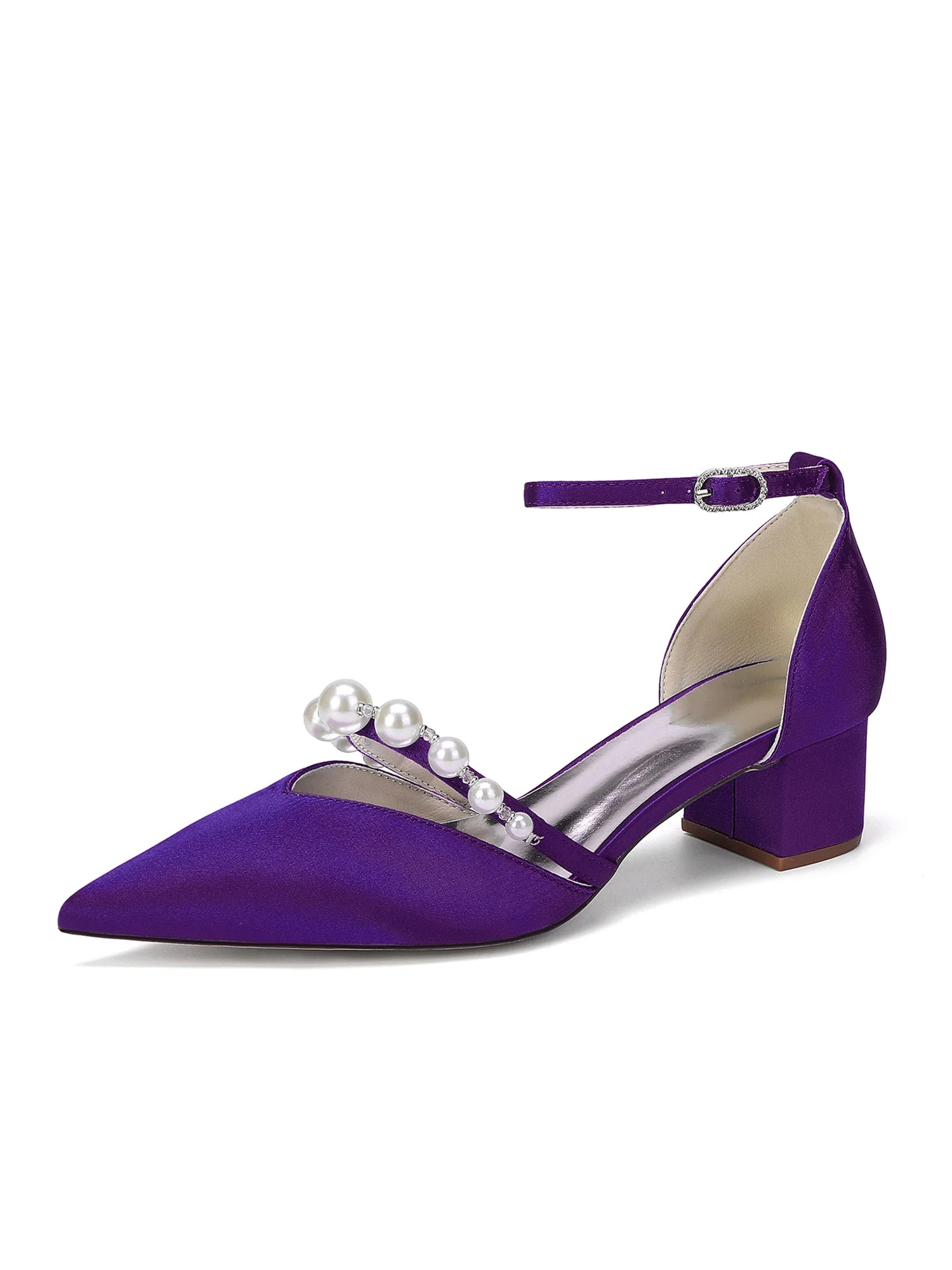 Satin Pumps mit gebogenem Perlenriemen - Image 8
