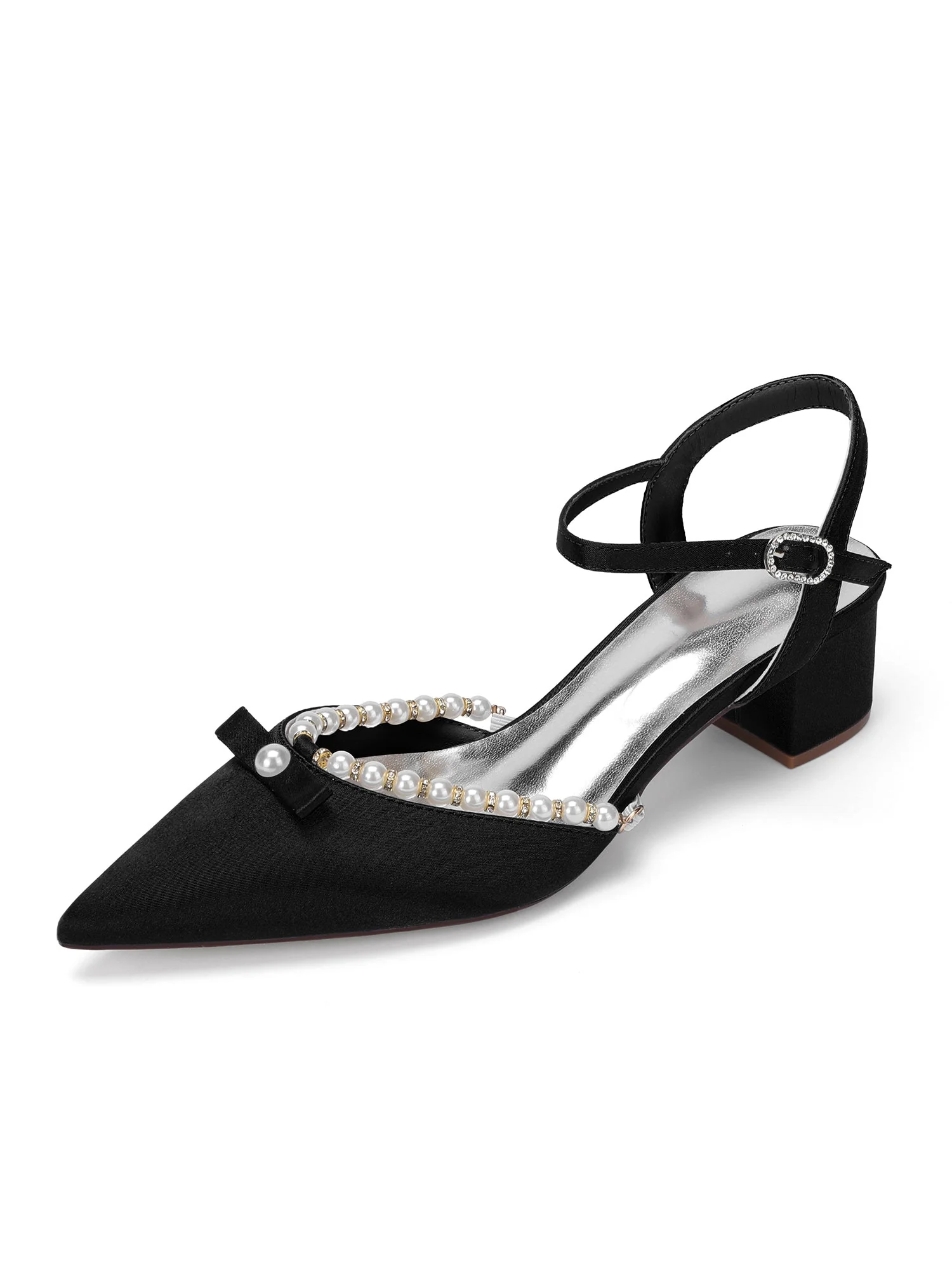 Blockabsatz Pumps mit Perlen und Schleife